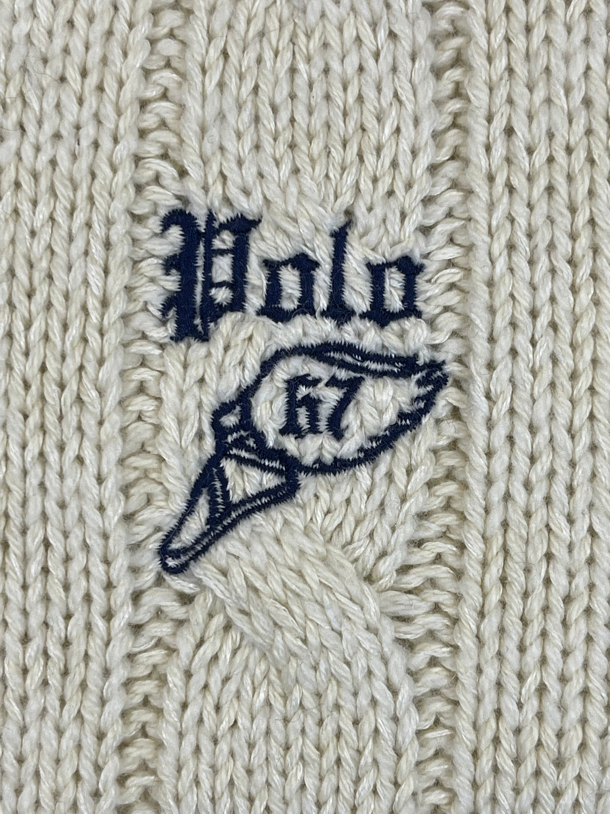 Polo by Ralph Lauren P-Wing Embroidered Cotton-Blend Cricket Sweater L