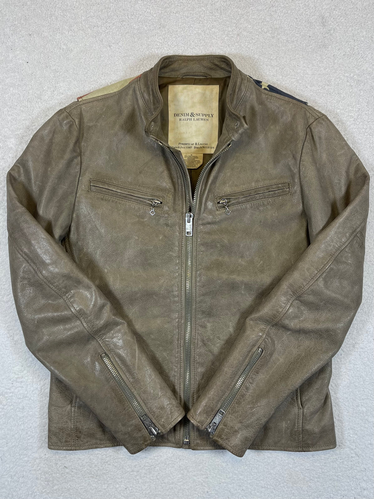 Ralph Lauren Denim & Supply Flag Leather Biker Jacket