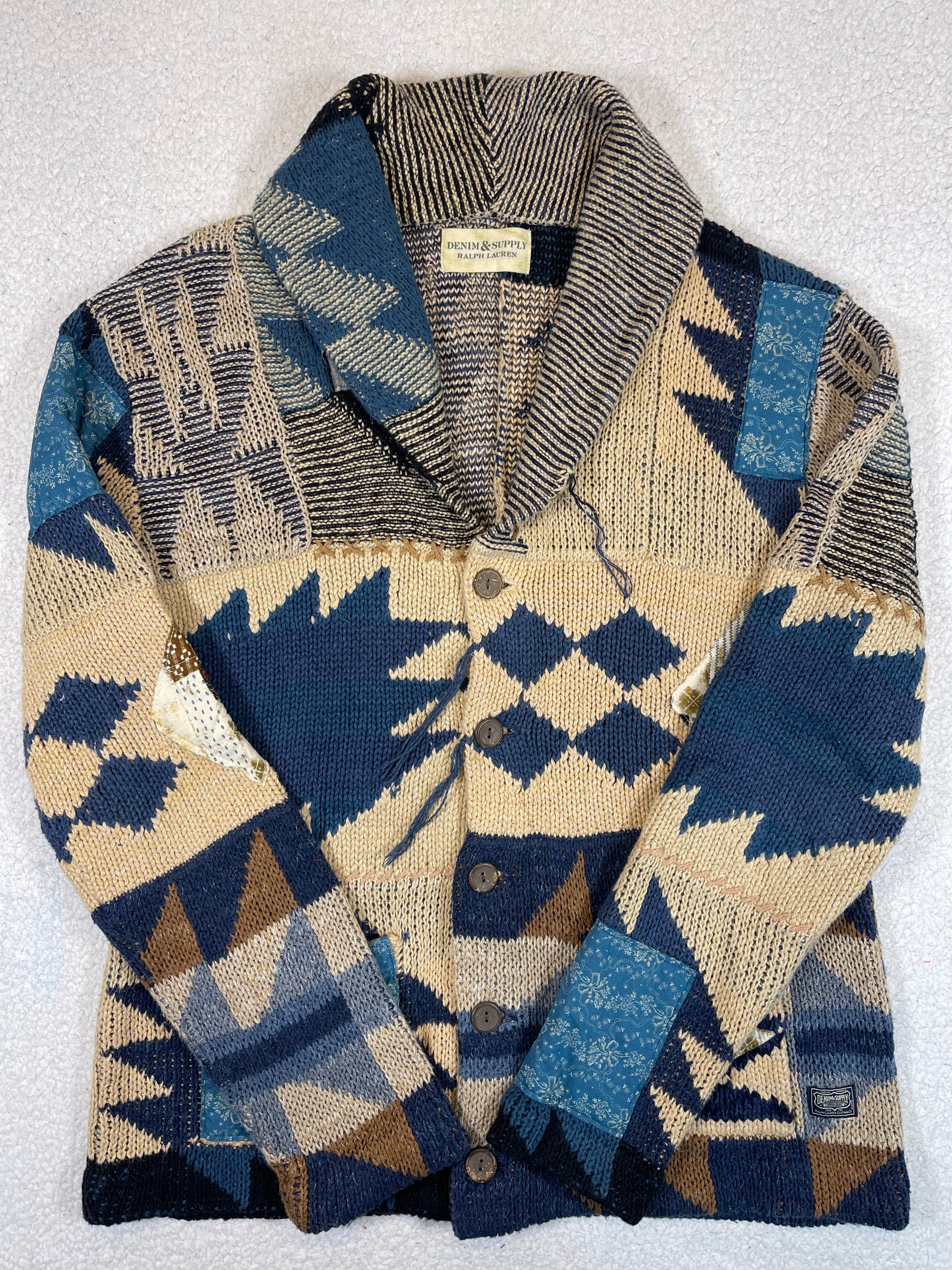 Ralph Lauren Denim & Supply Patchwork Shawl Collar Cardigan (Vintage 2000s)