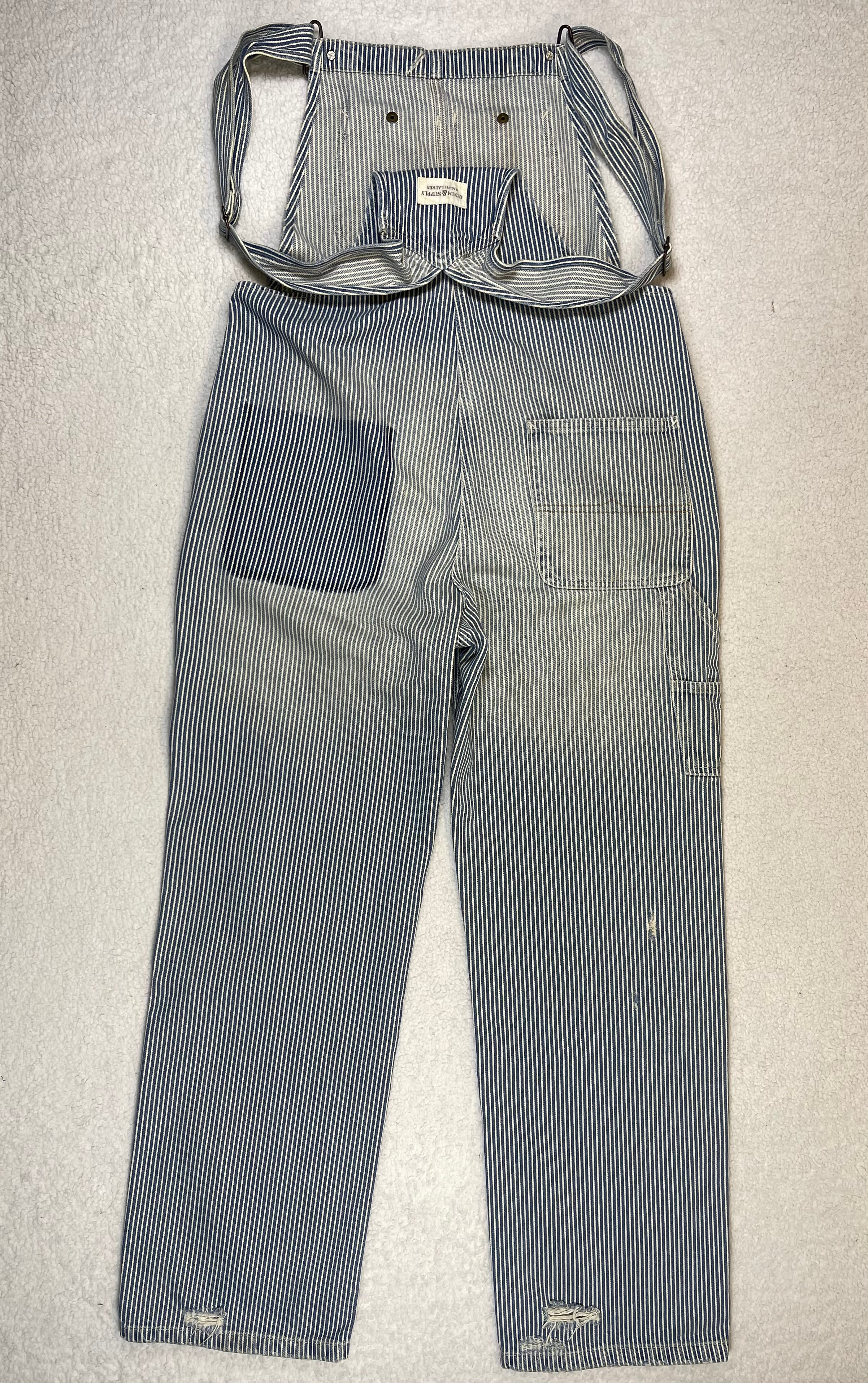 Ralph Lauren Denim & Supply Striped Aged Denim Overalls