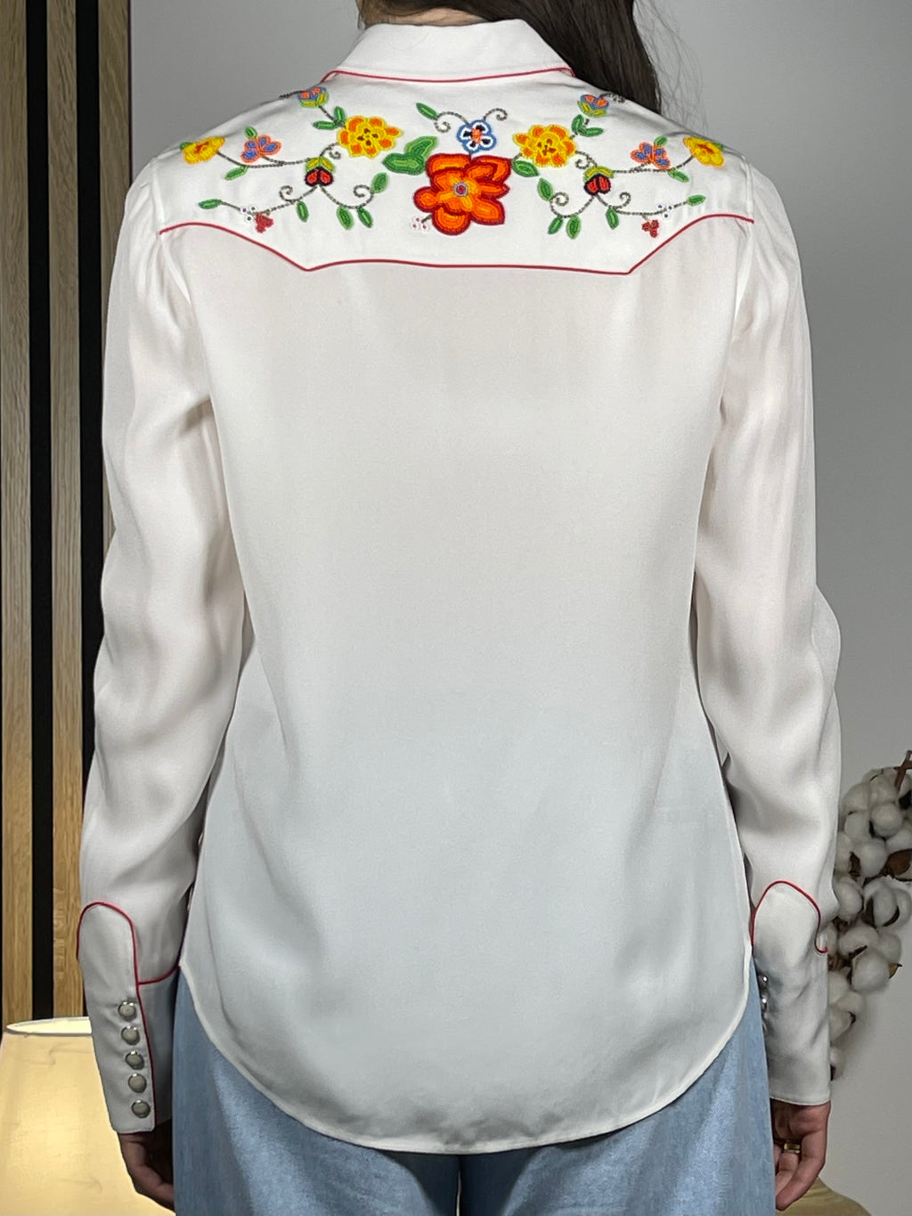 Ralph Lauren Collection Embroidered Satin Western Shirt