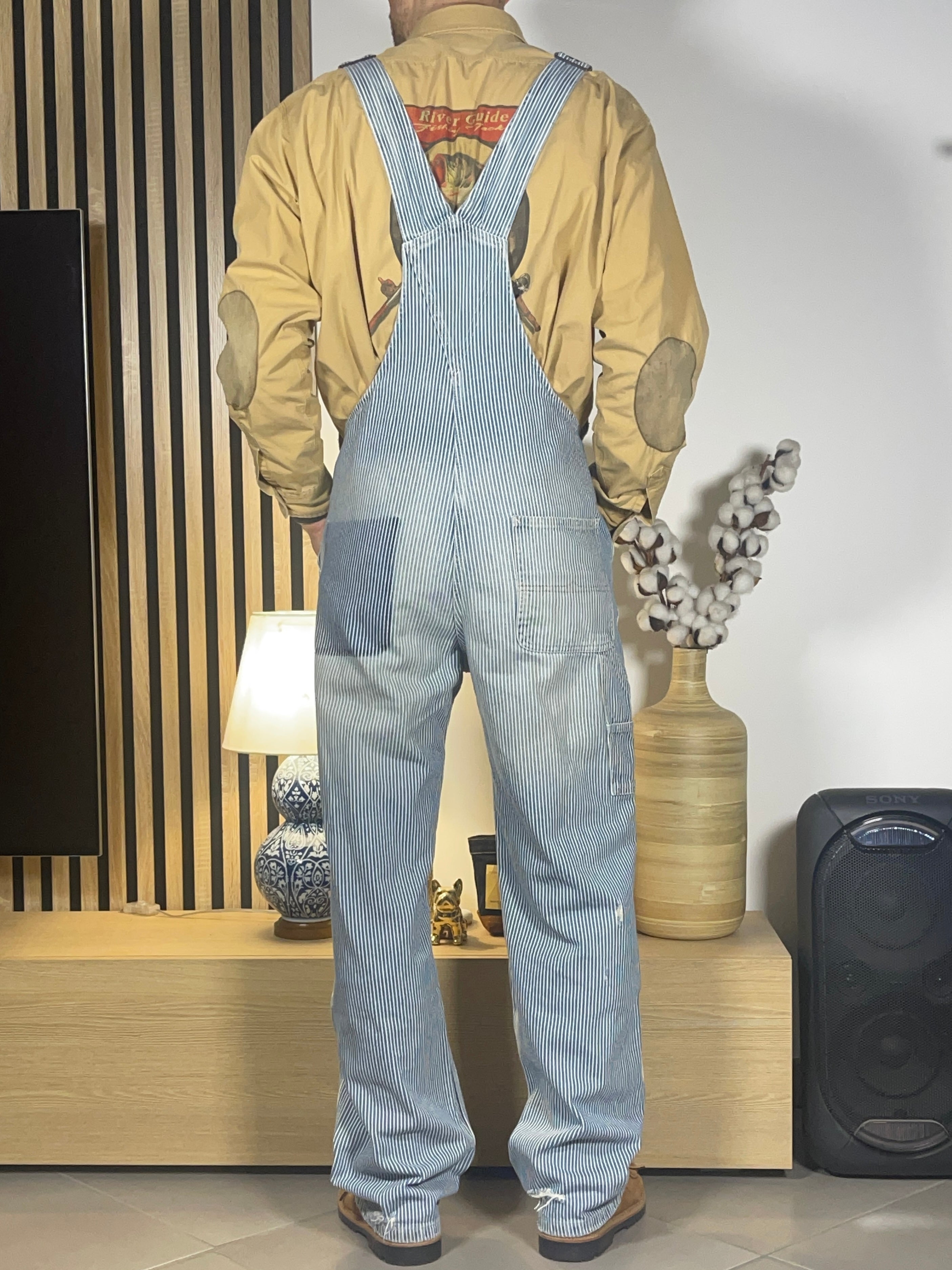 Ralph Lauren Denim & Supply Striped Aged Denim Overalls