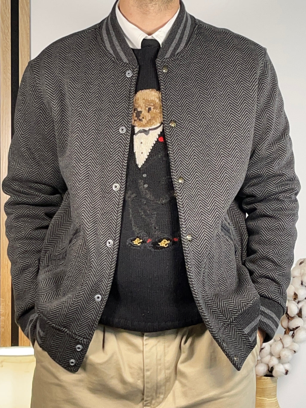 Polo Ralph Lauren Vintage Herringbone Wool-Blend Varsity Jacket