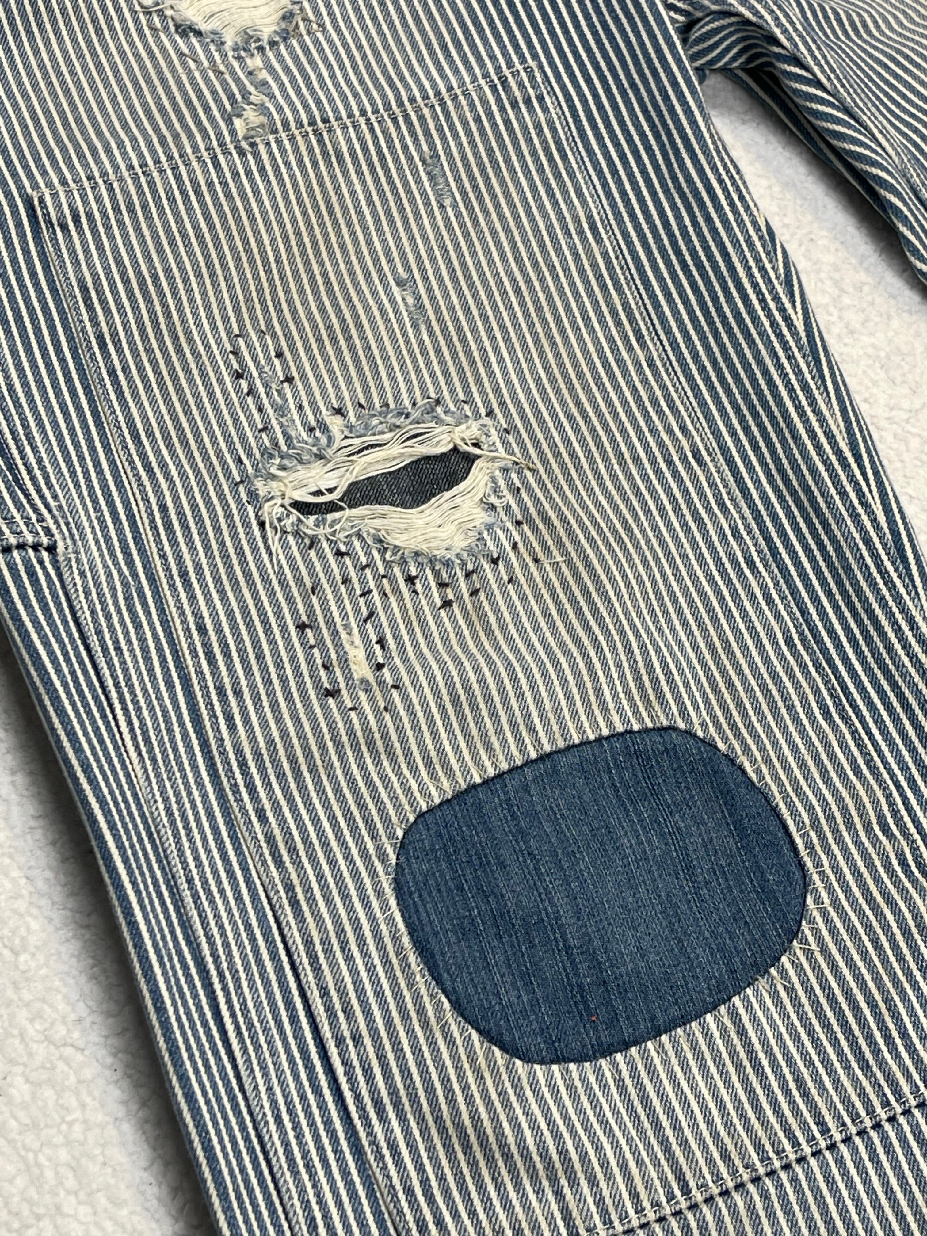Ralph Lauren Denim & Supply Striped Aged Denim Overalls