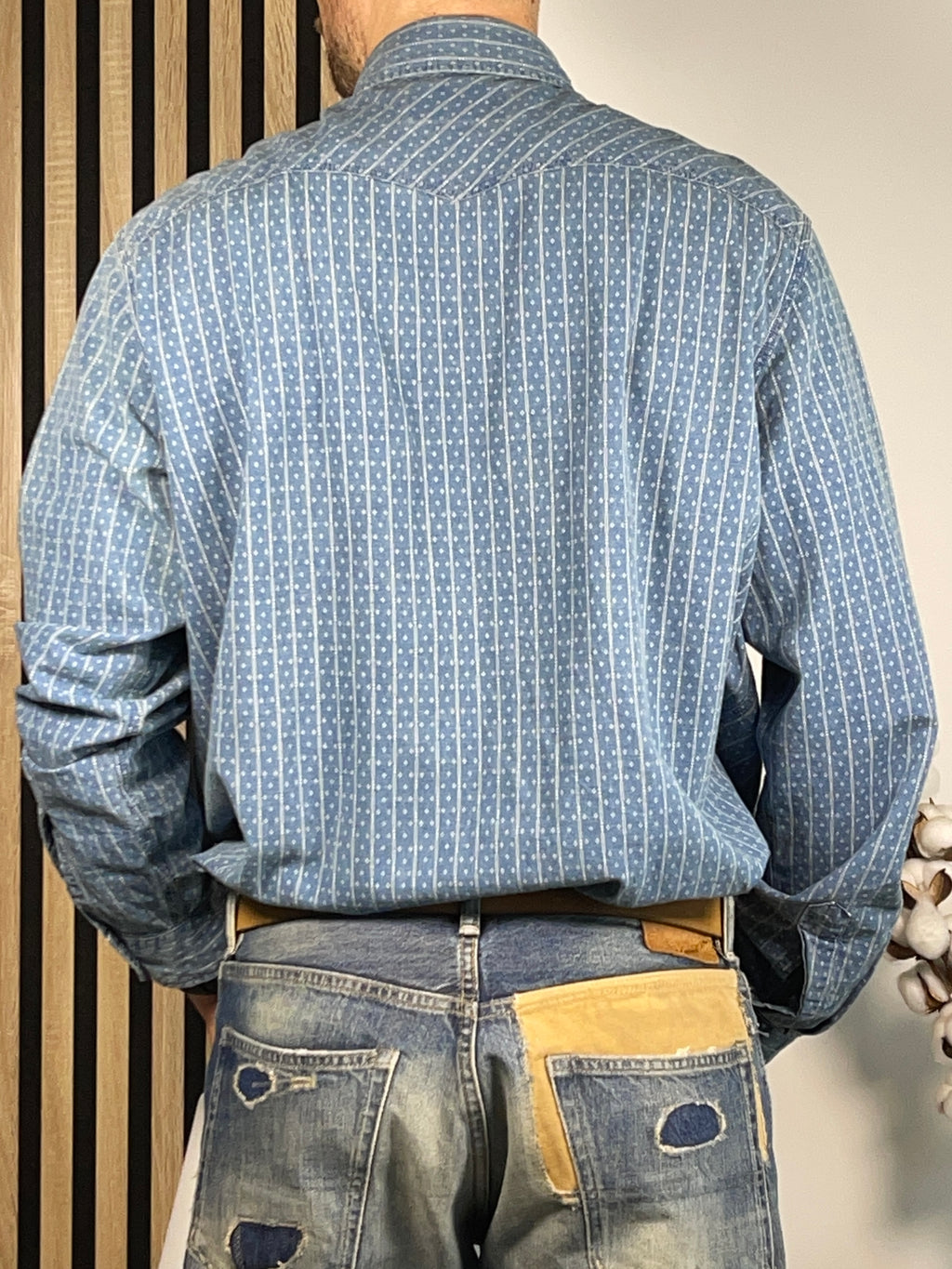 Ralph Lauren Polo Country Hemd aus Indigo-Baumwolle und Leinen