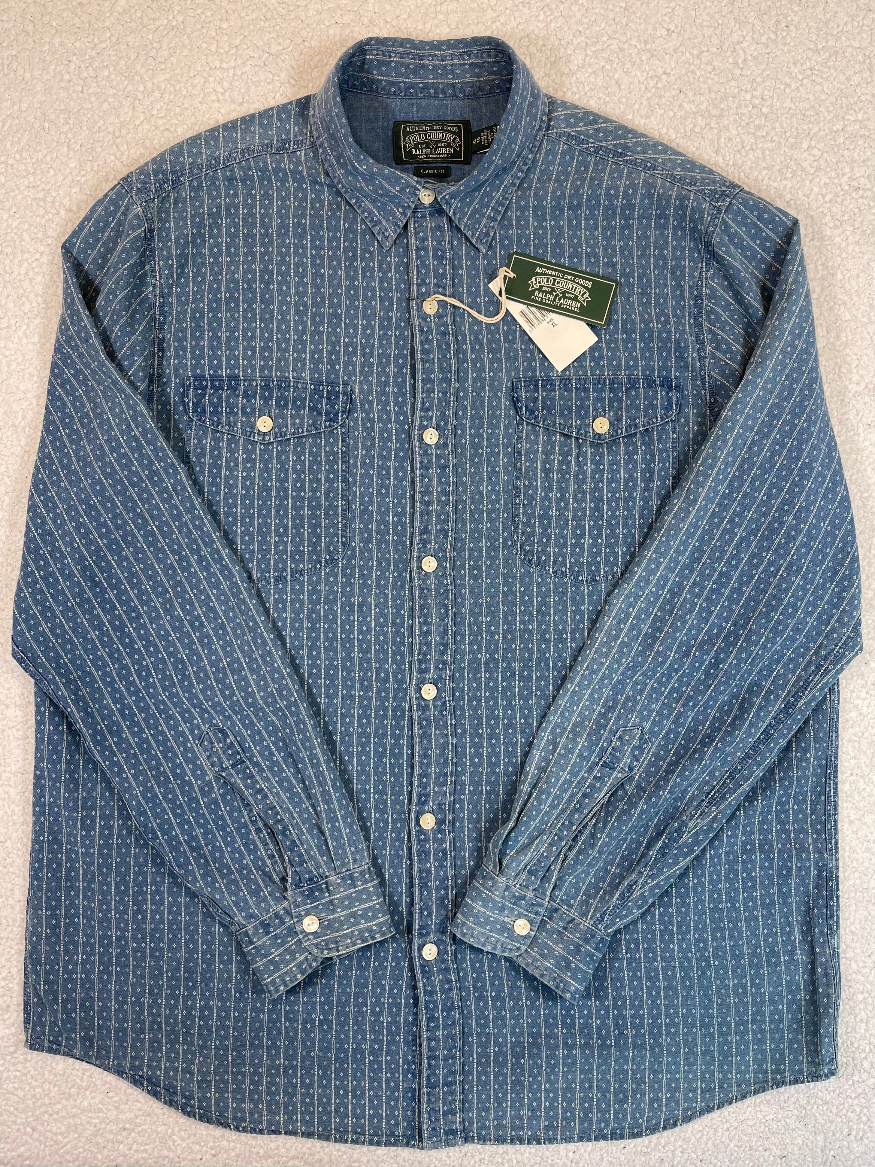 Ralph Lauren Polo Country Indigo Cotton &amp; Linen Shirt