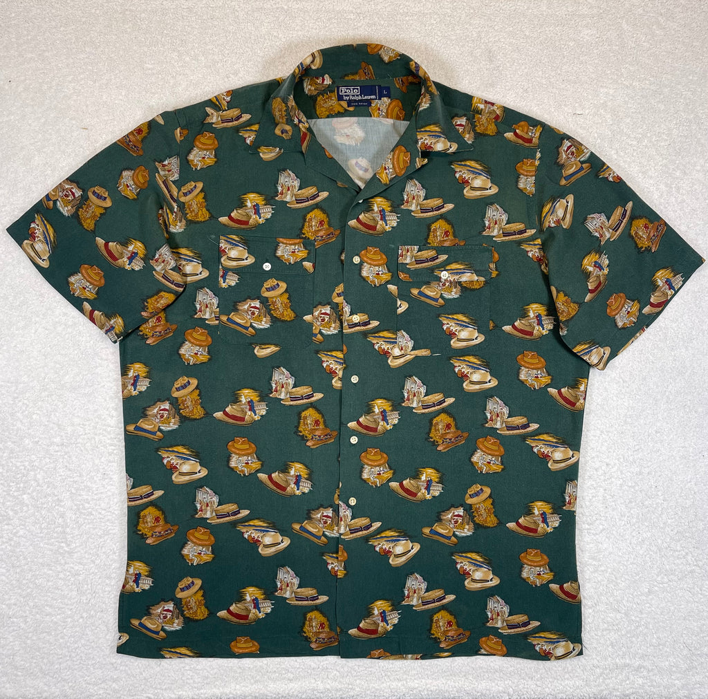 Polo by Ralph Lauren 1990s Vintage Hat-Print Safari Shirt