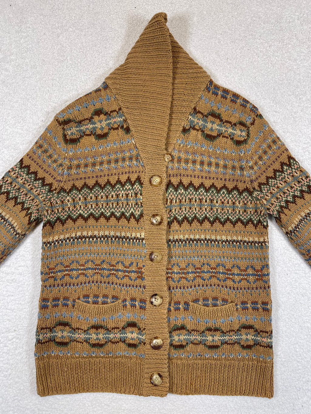 Ralph Lauren Vintage Hand-Knit Fair Isle Cardigan