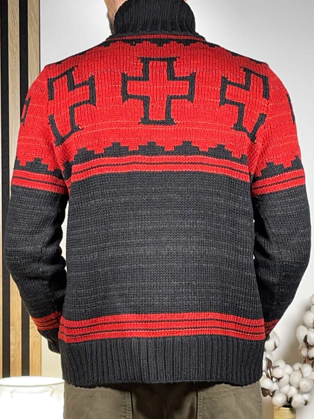 Polo by Ralph Lauren Vintage Hand-Knit Patterned Wool, Linen & Silk Turtleneck Sweater