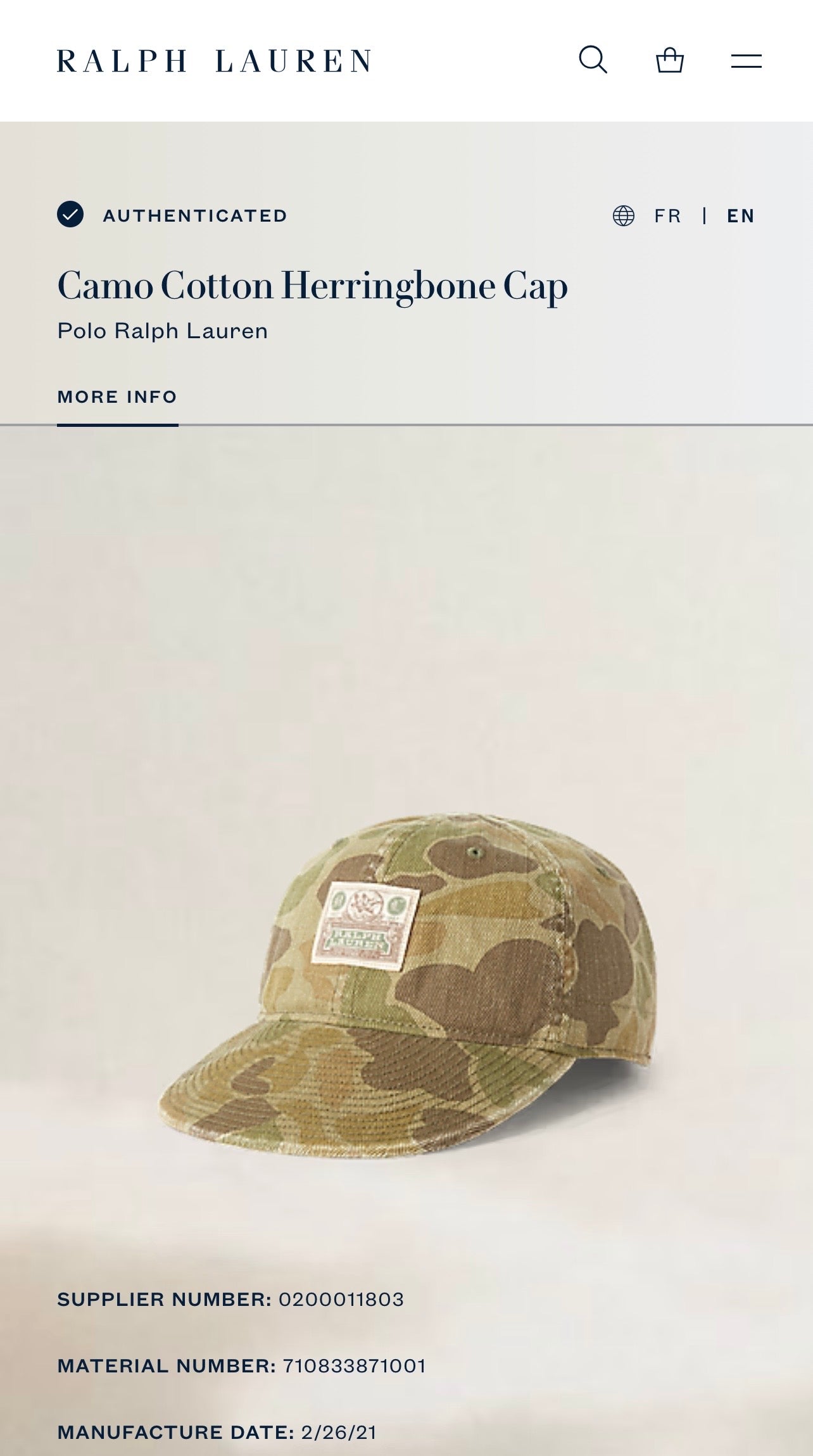 Polo Ralph Lauren Sportsman Camouflage Herringbone Cotton Cap (2023)