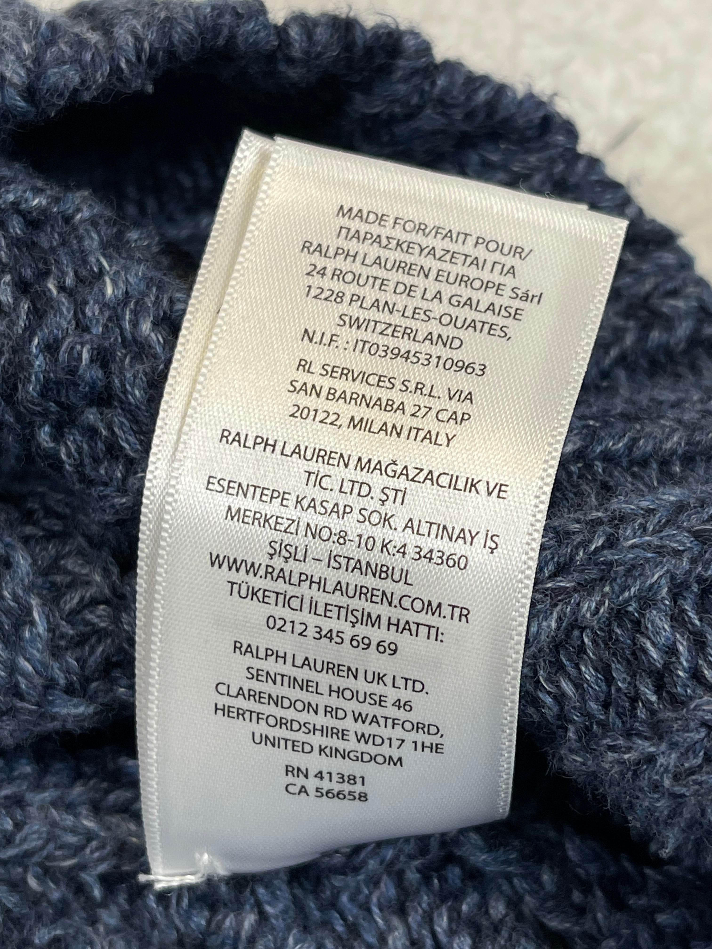 Denim & Supply Ralph Lauren Aran Knit Shawl Collar Flag Sweater (2021)