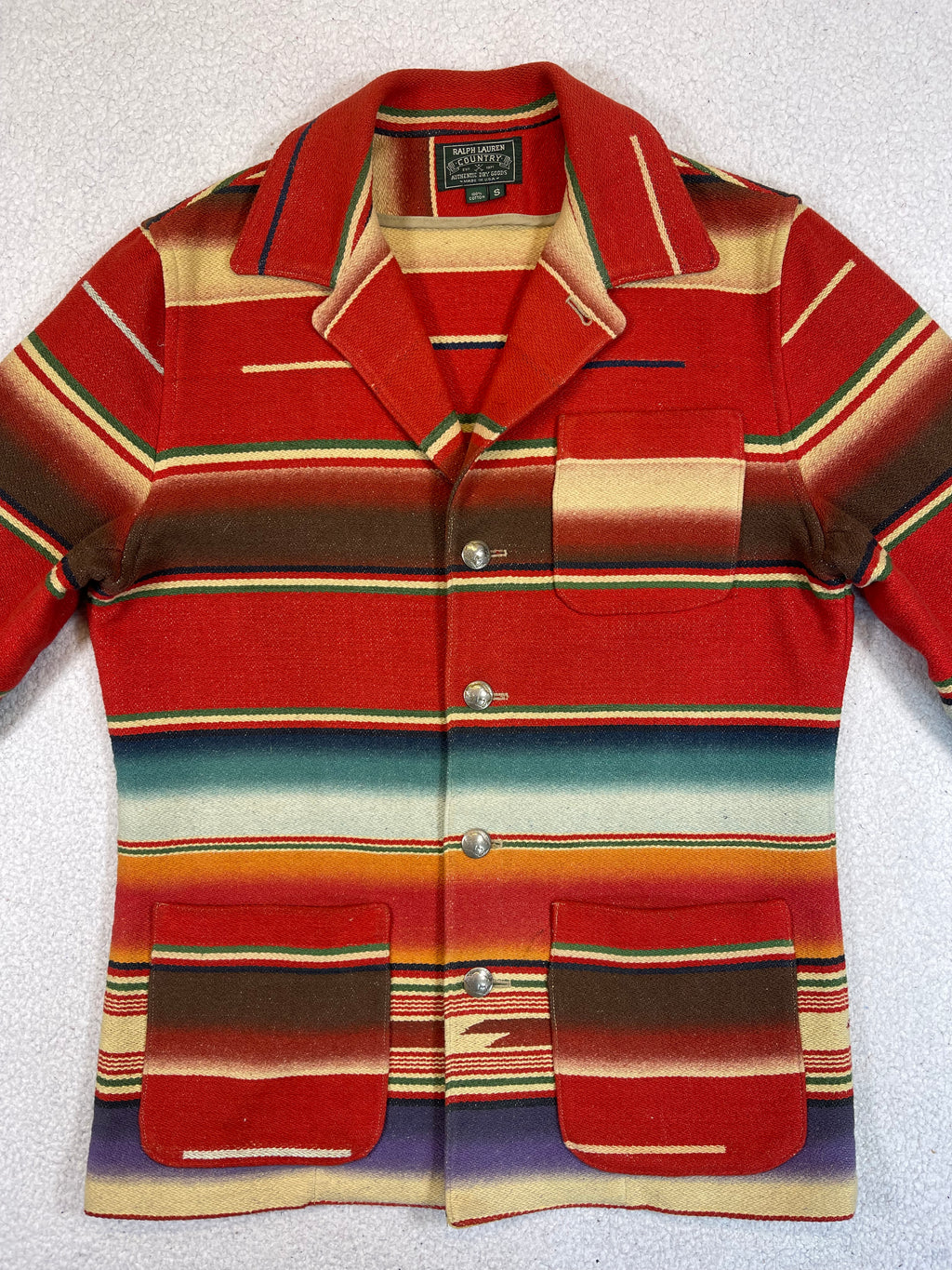 Veste de travail Ralph Lauren Country motif aztèque (Vintage années 90, Fabriquée aux États-Unis)