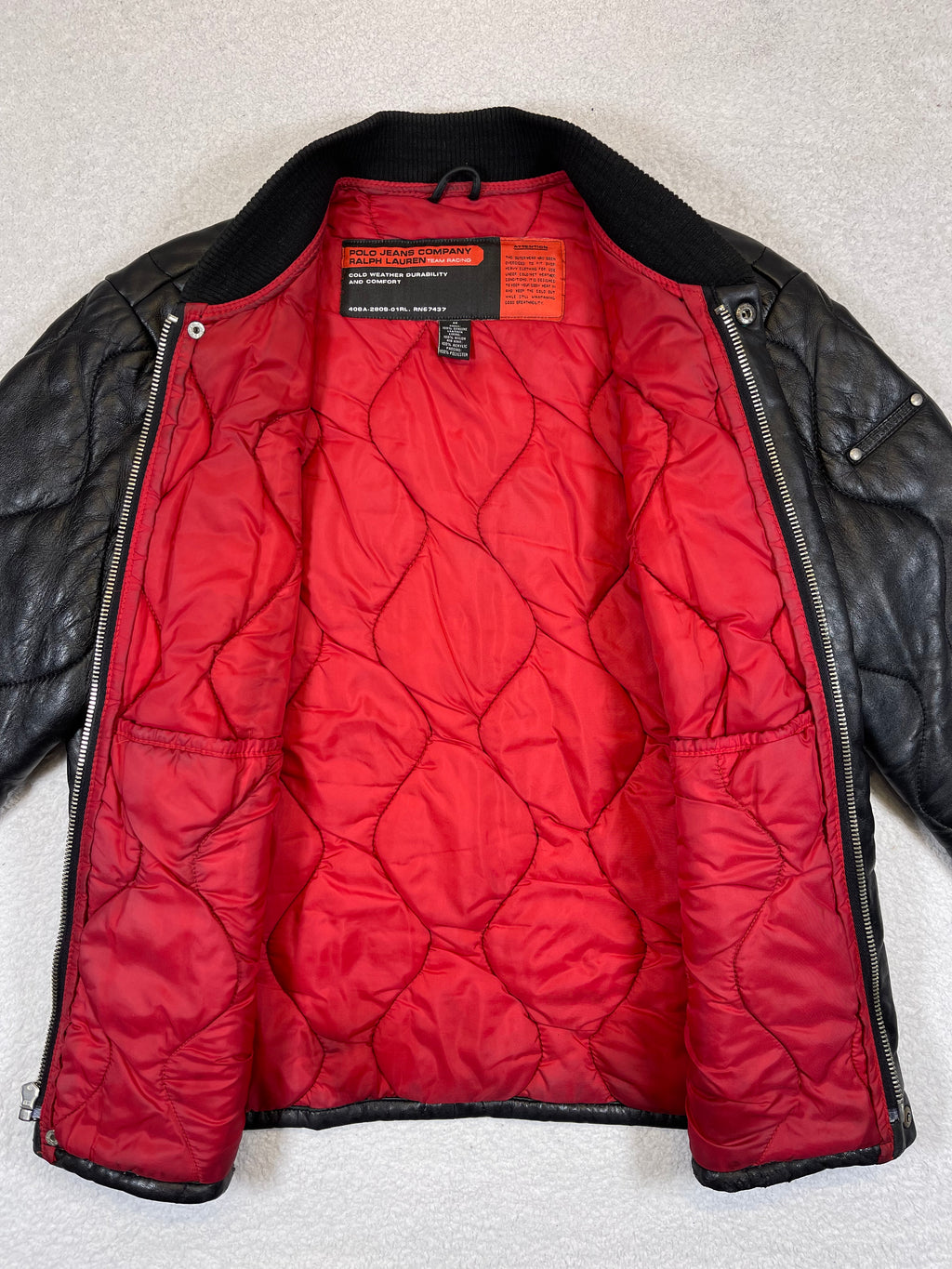 Polo Jeans Co. Ralph Lauren Vintage Quilted Lamb Leather Bomber Jacket