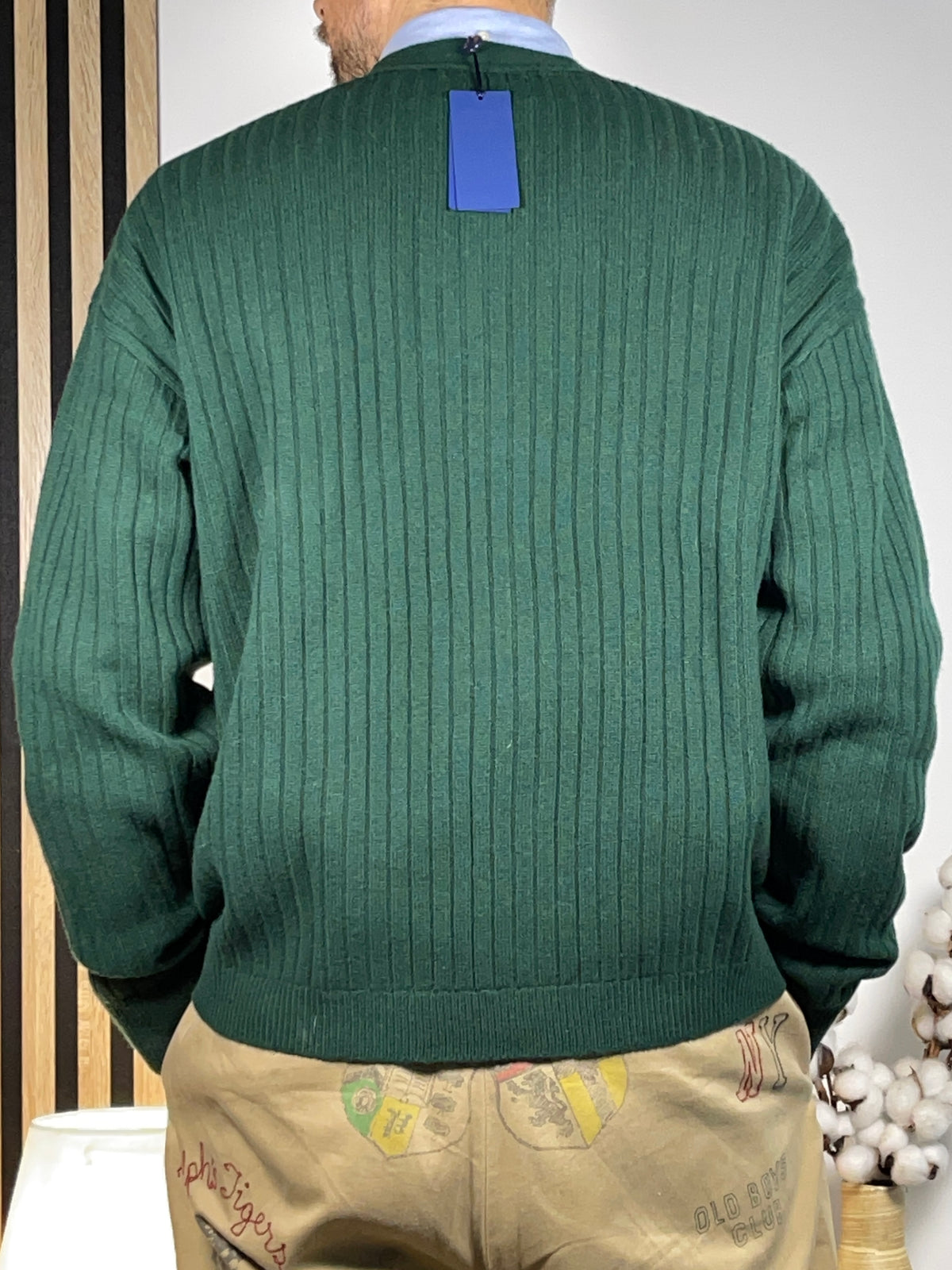 Polo by Ralph Lauren Big Fit Dog-Embroidered Wool Cardigan M