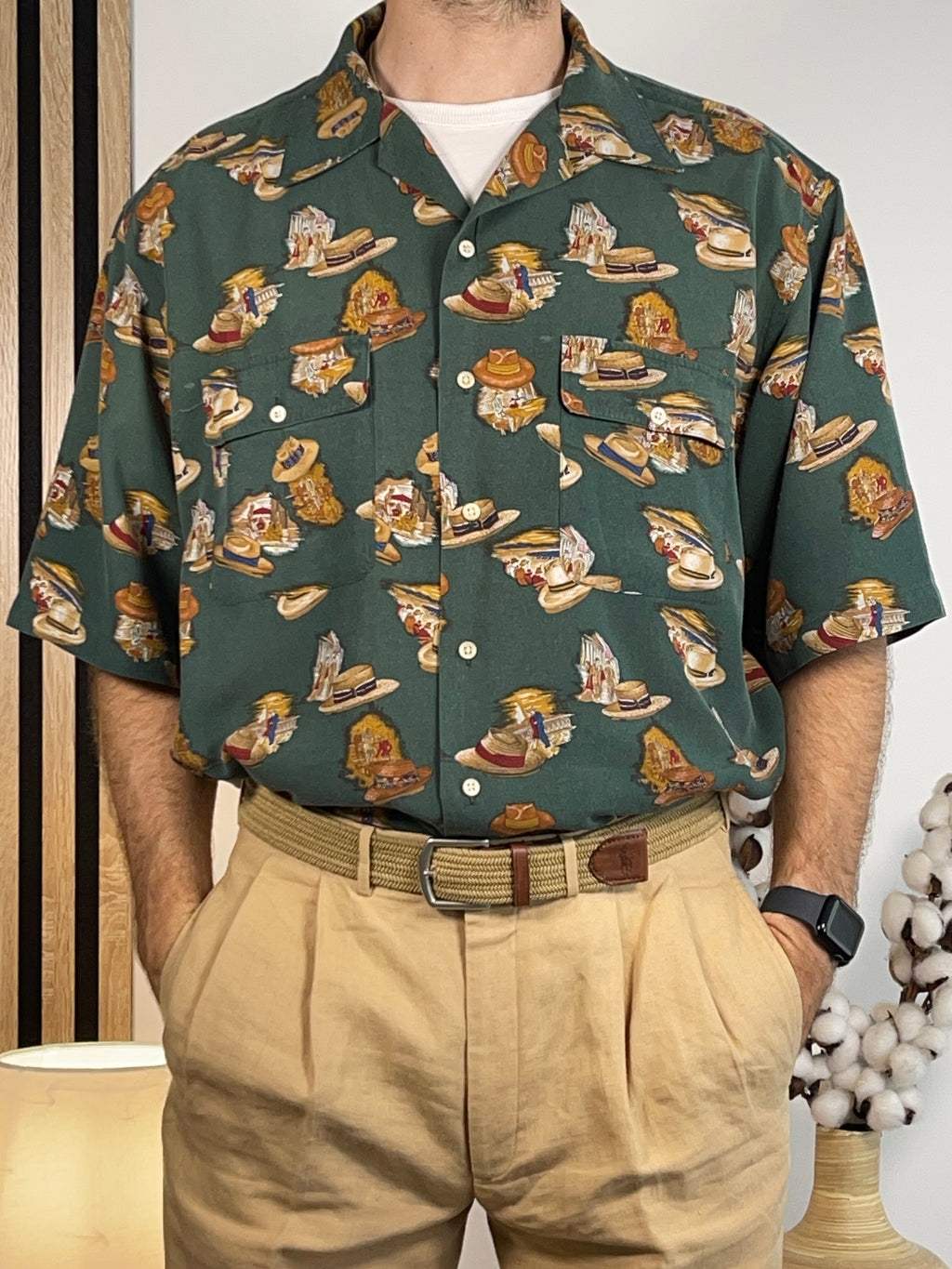 Polo by Ralph Lauren 1990s Vintage Hat-Print Safari Shirt