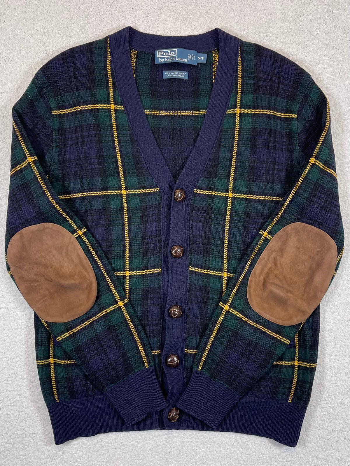 Polo by Ralph Lauren Vintage Tartan Lambswool & Suede Cardigan S