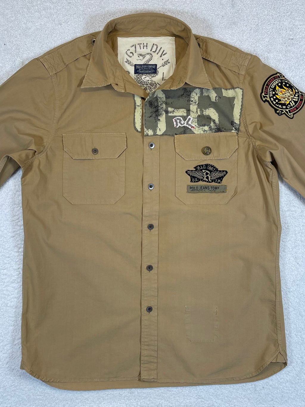 Ralph Lauren Polo Jeans Company Vintage Surplus Patch Cotton Twill Shirt