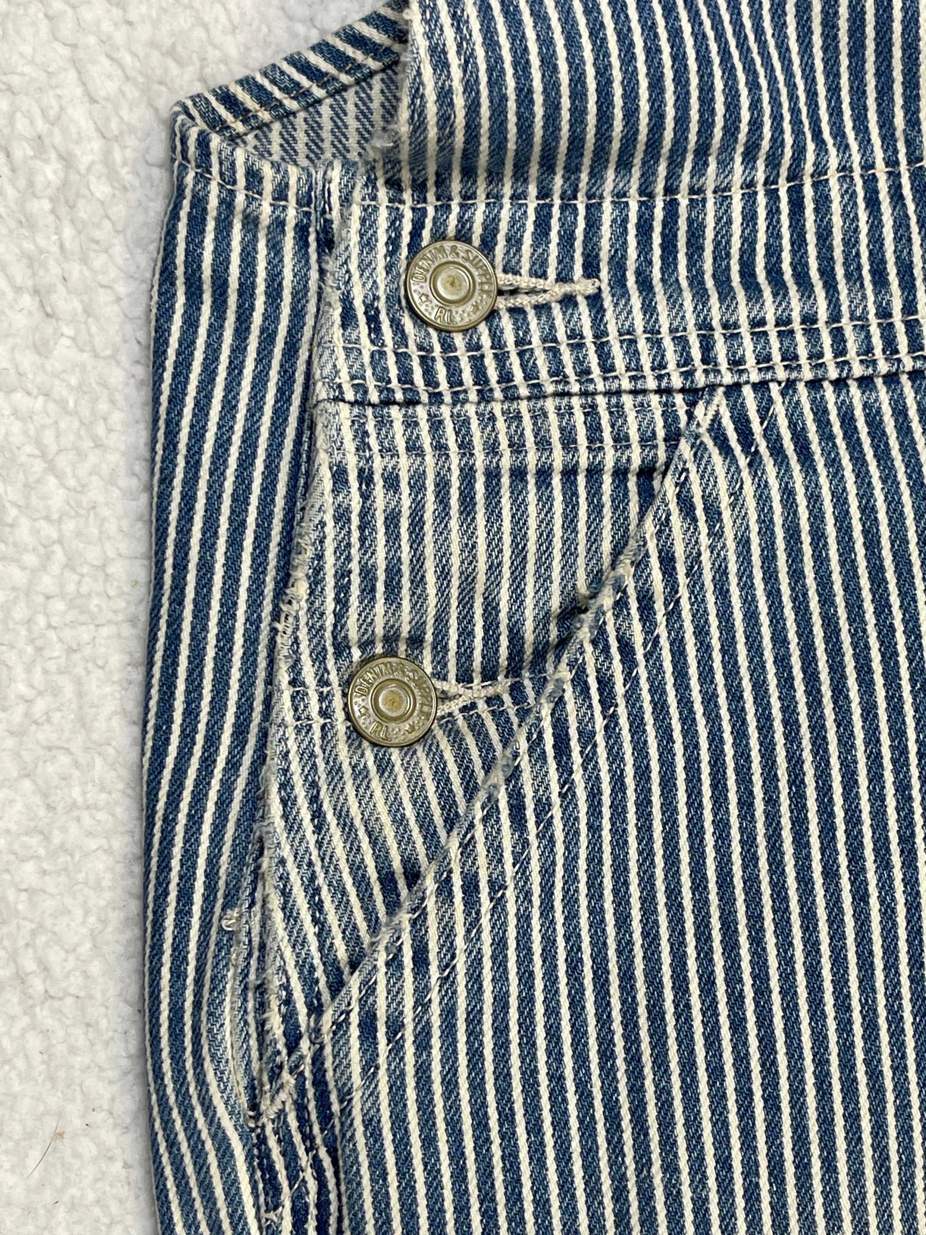 Ralph Lauren Denim & Supply Striped Aged Denim Overalls
