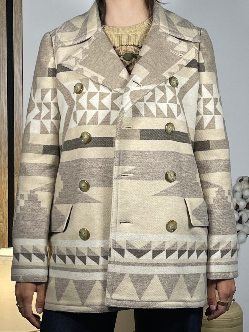 Polo Ralph Lauren Geometric Wool-Blend Peacoat