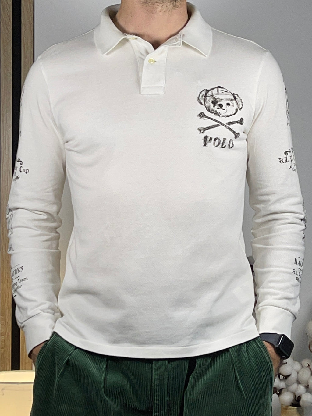 Polo Ralph Lauren Polo Bear Long-Sleeve Cotton Piqué Polo Shirt M