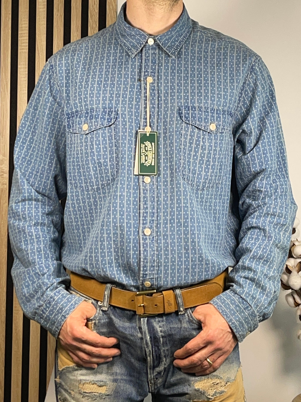Ralph Lauren Polo Country Hemd aus Indigo-Baumwolle und Leinen