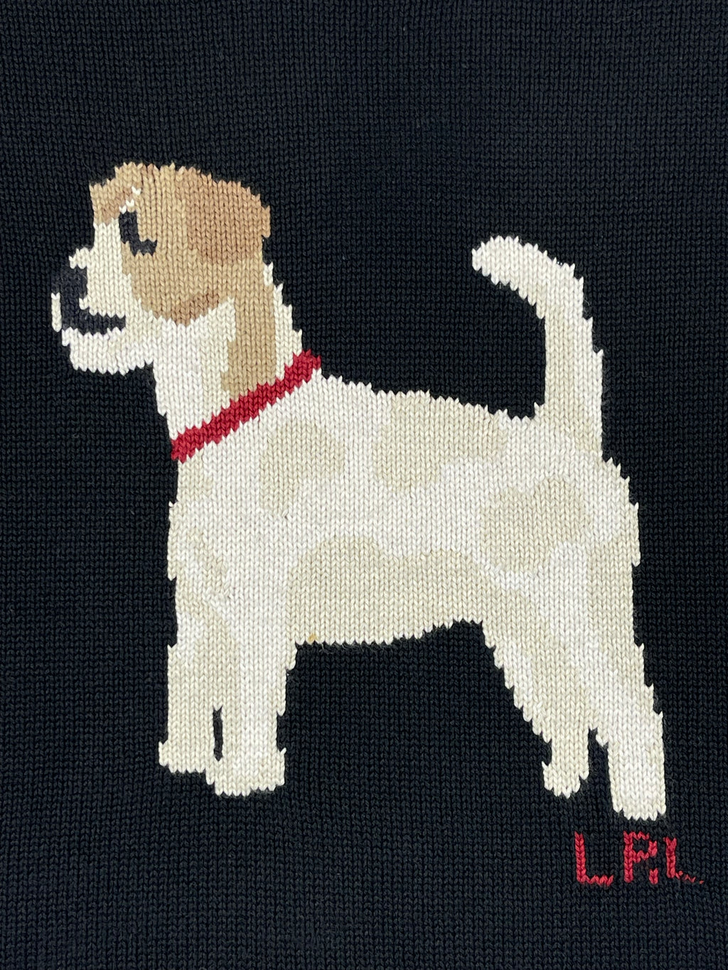 Lauren Ralph Lauren Jack Russell Cotton Intarsia-Knit Sweater L