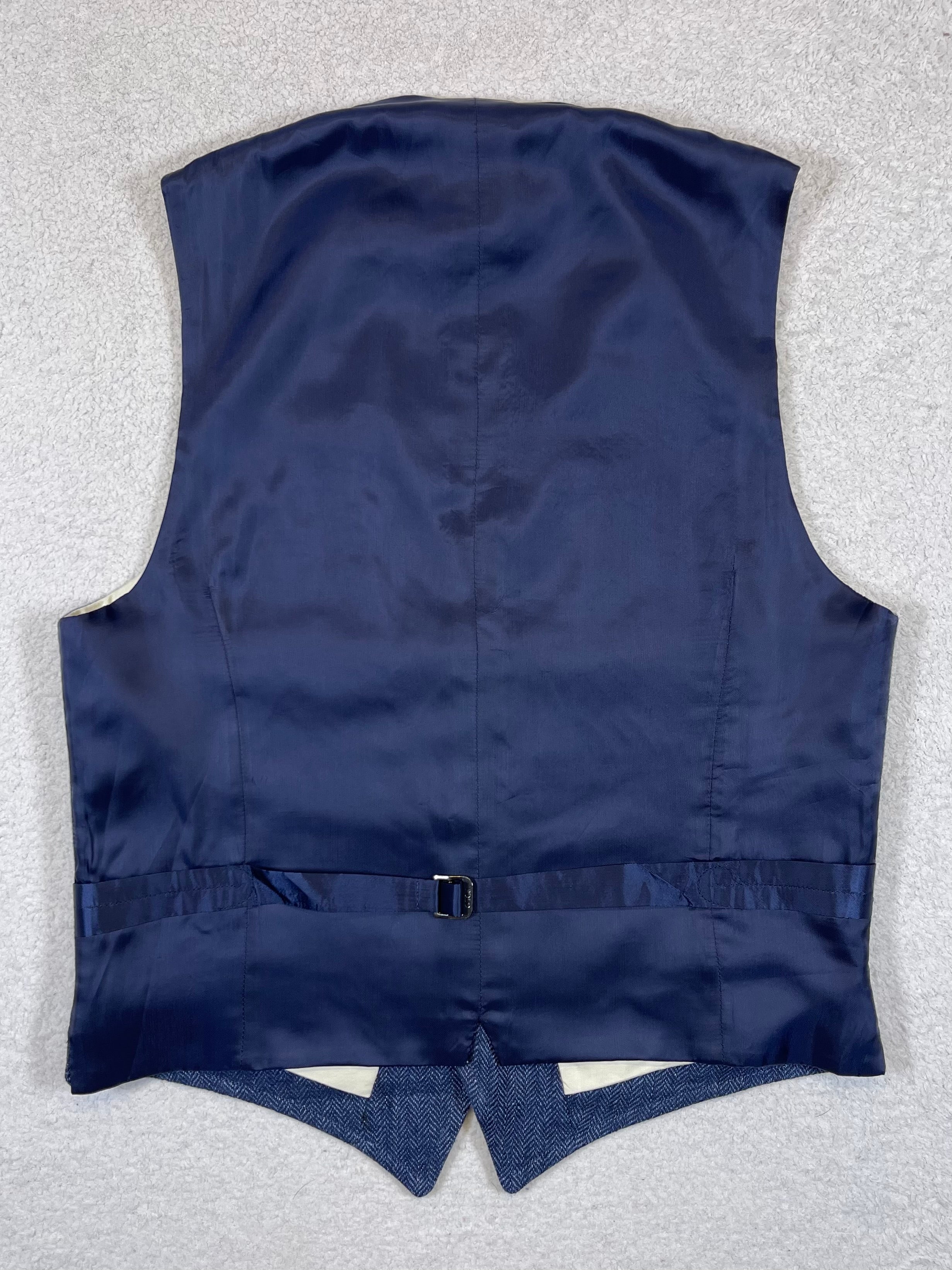Polo Ralph Lauren Made in Italy Indigo Herringbone Linen Vest