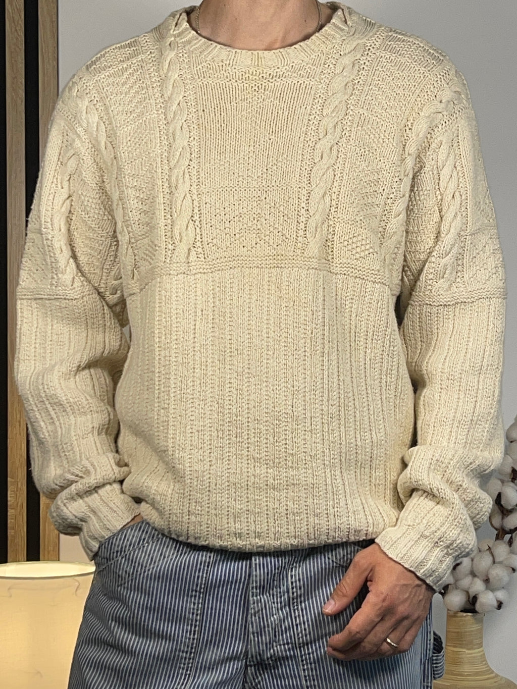 Ralph Lauren Polo Sportsman Vintage Hand-Knit Aran Anchor Sweater