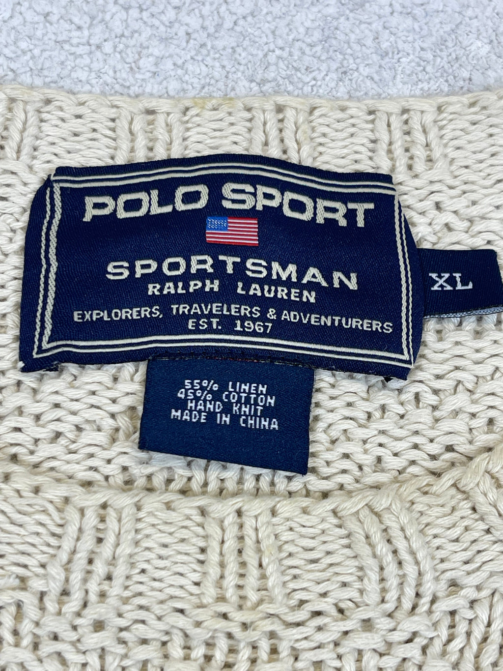 Ralph Lauren Polo Sportsman Vintage Hand-Knit Aran Anchor Sweater