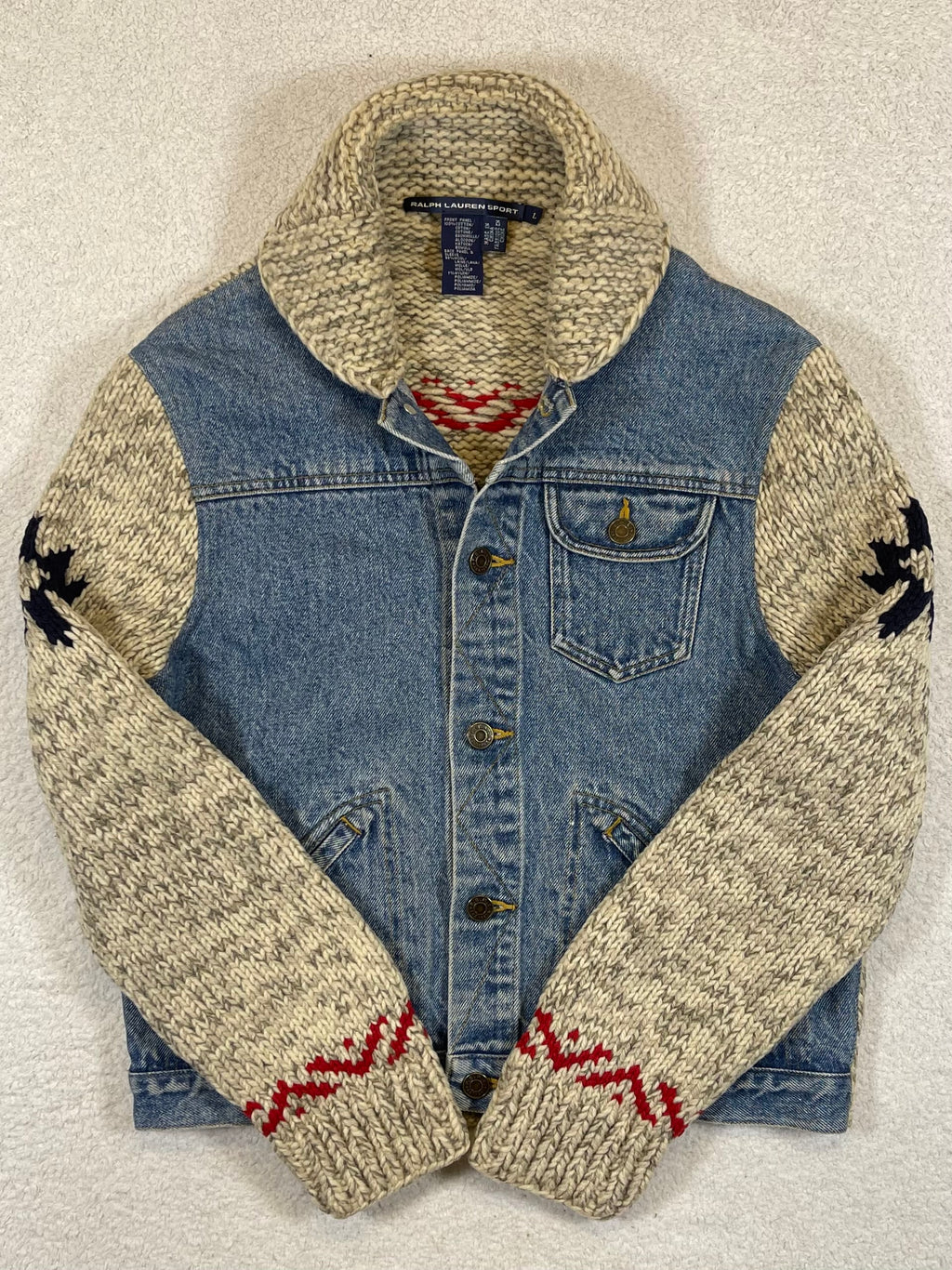 Ralph Lauren Sport Vintage Aztec Denim & Wool Trucker Jacket