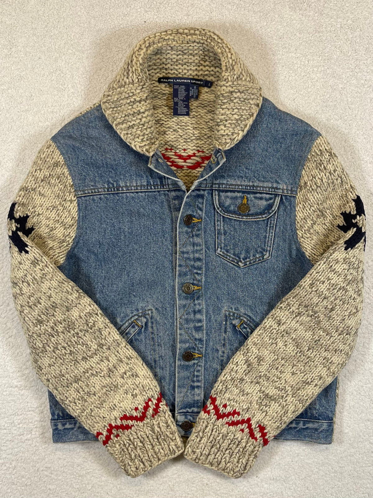 Ralph Lauren Sport Vintage Aztec Denim & Wool Trucker Jacket