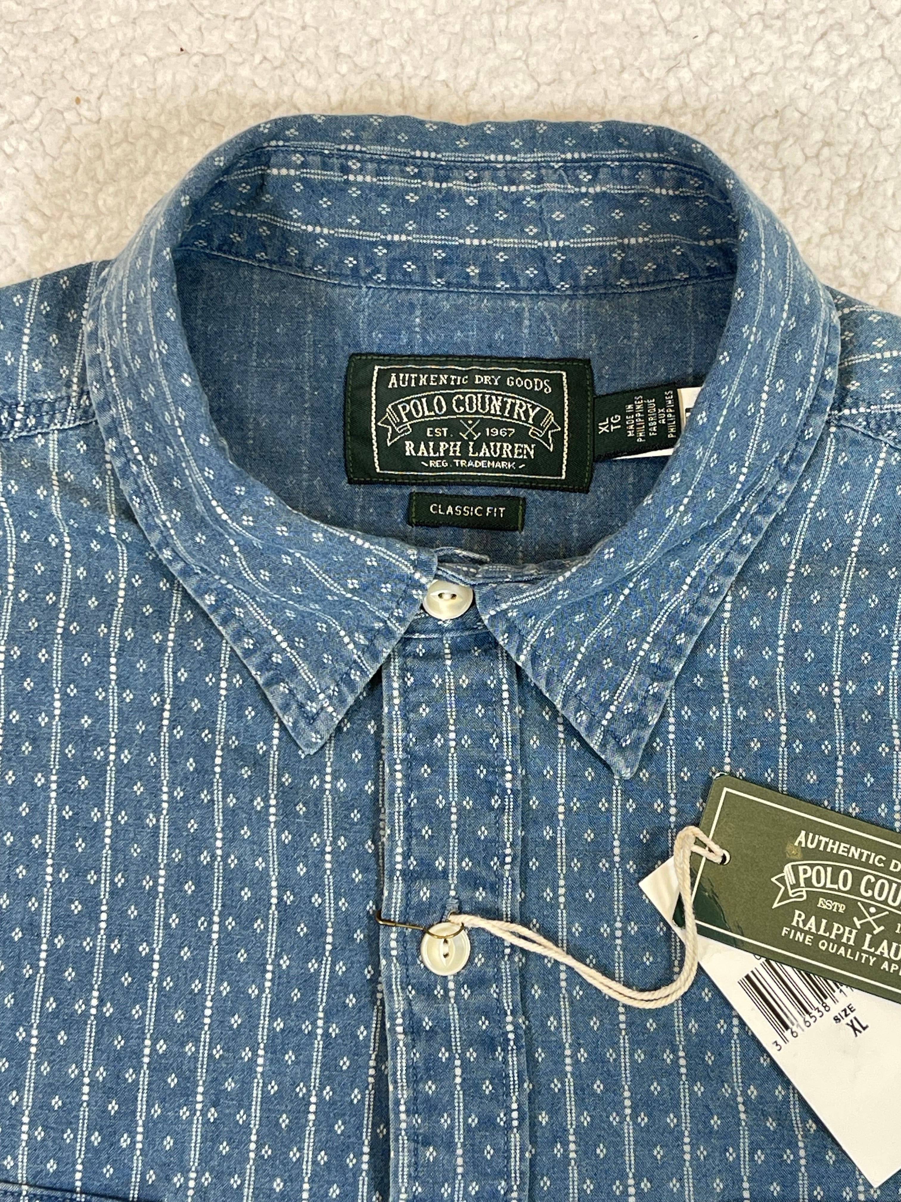 Ralph Lauren Polo Country Indigo Cotton &amp; Linen Shirt