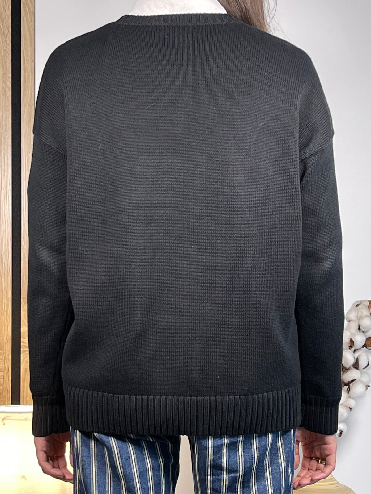 Lauren Ralph Lauren Jack Russell Cotton Intarsia-Knit Sweater L