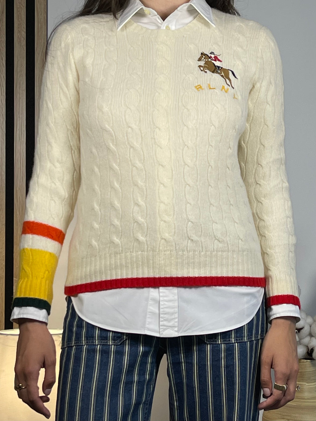 Polo Ralph Lauren RLNY Cable-Knit Wool & Cashmere Sweater M