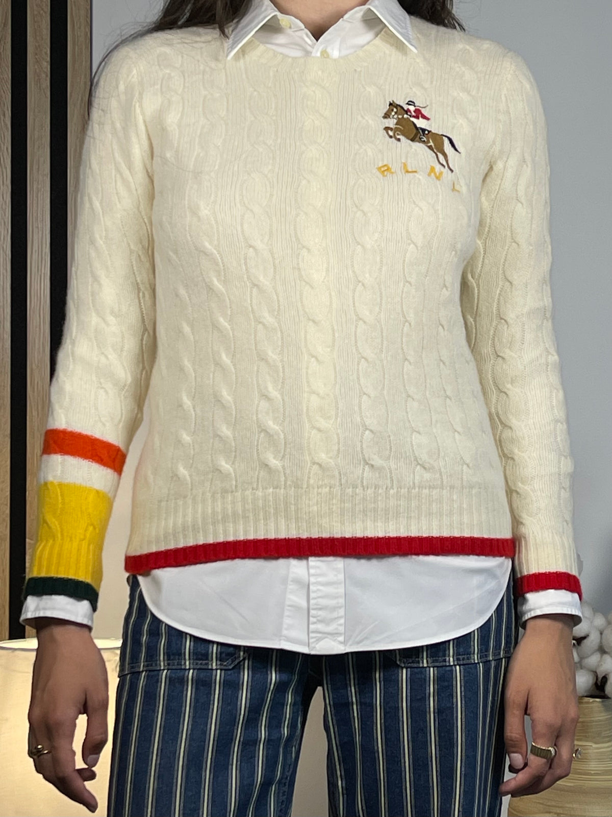 Polo Ralph Lauren RLNY Cable-Knit Wool & Cashmere Sweater M