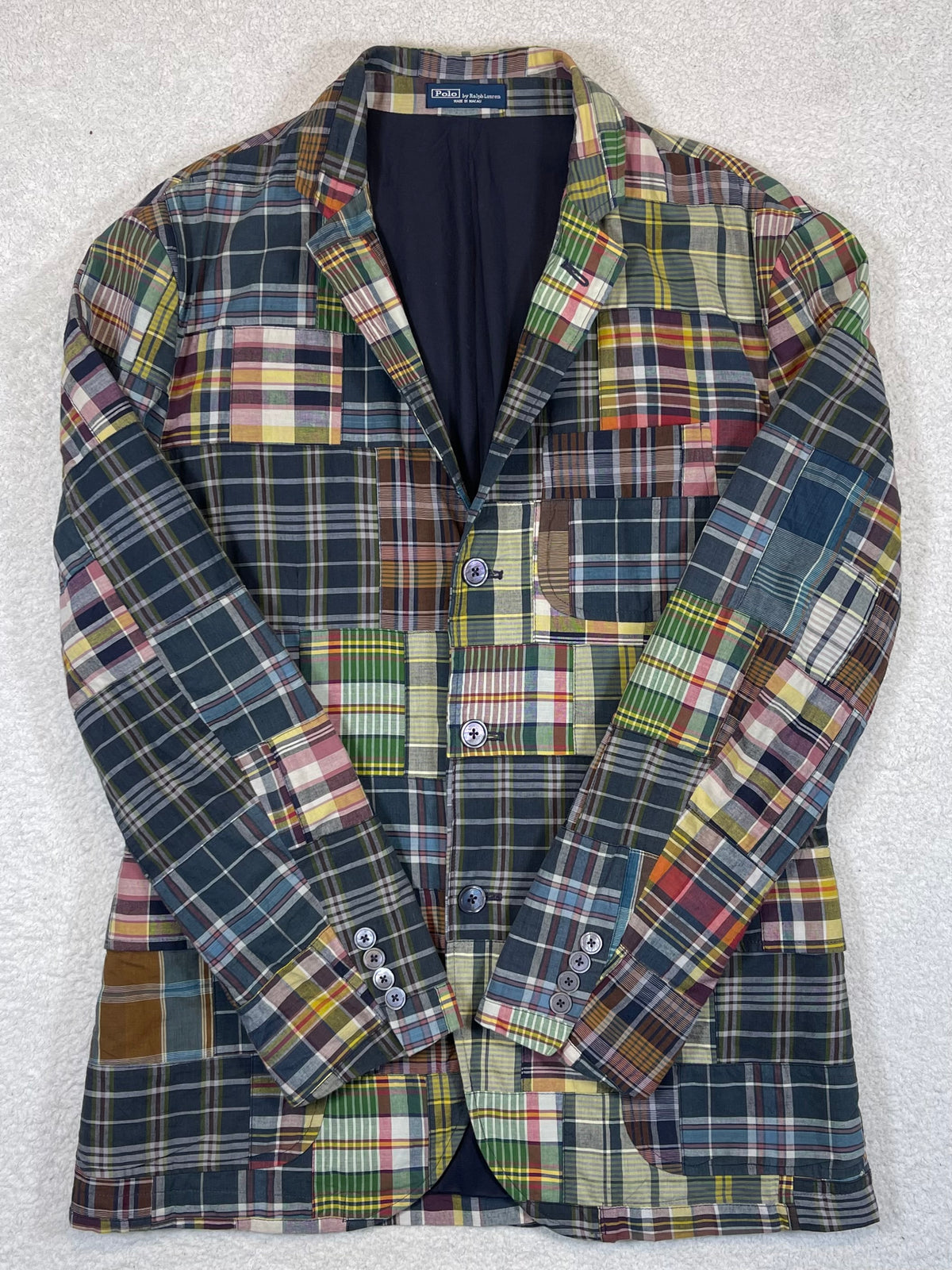 Polo by Ralph Lauren Polo Soft Patchwork Madras Cotton Blazer M