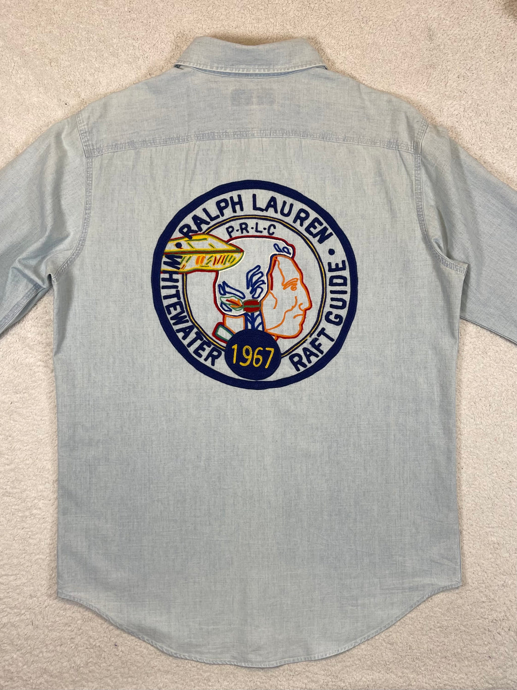 Polo by Ralph Lauren Vintage Patterned Chambray Workwear Shirt