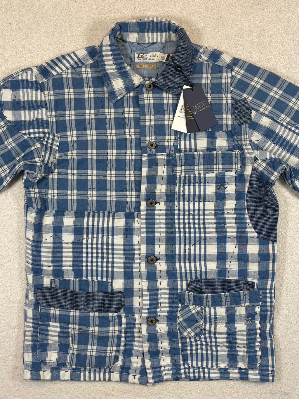🧵 Polo by Ralph Lauren x Oak Bluffs Limited-Edition Indigo Patchwork Overshirt S