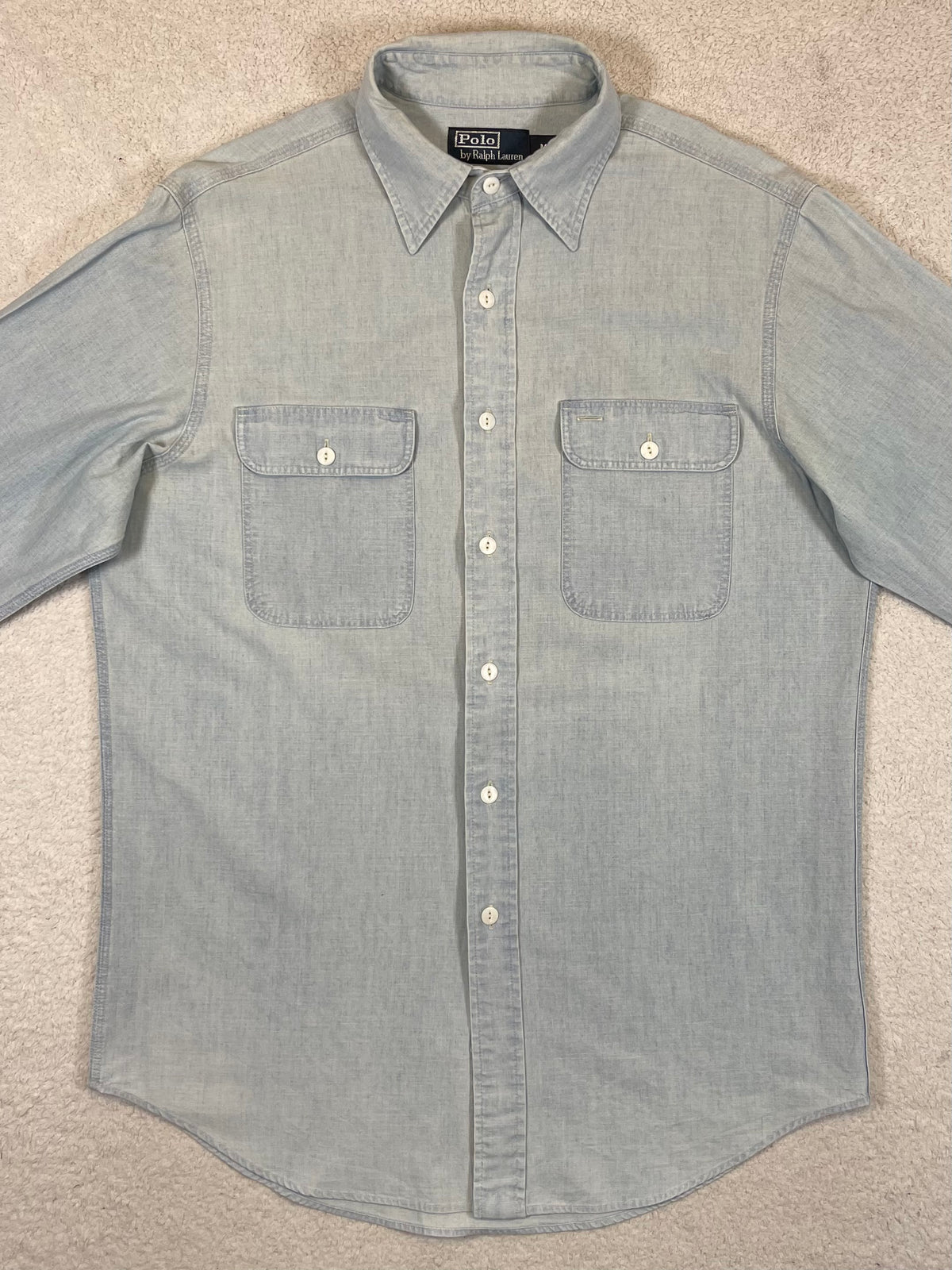 Polo by Ralph Lauren Vintage Patterned Chambray Workwear Shirt