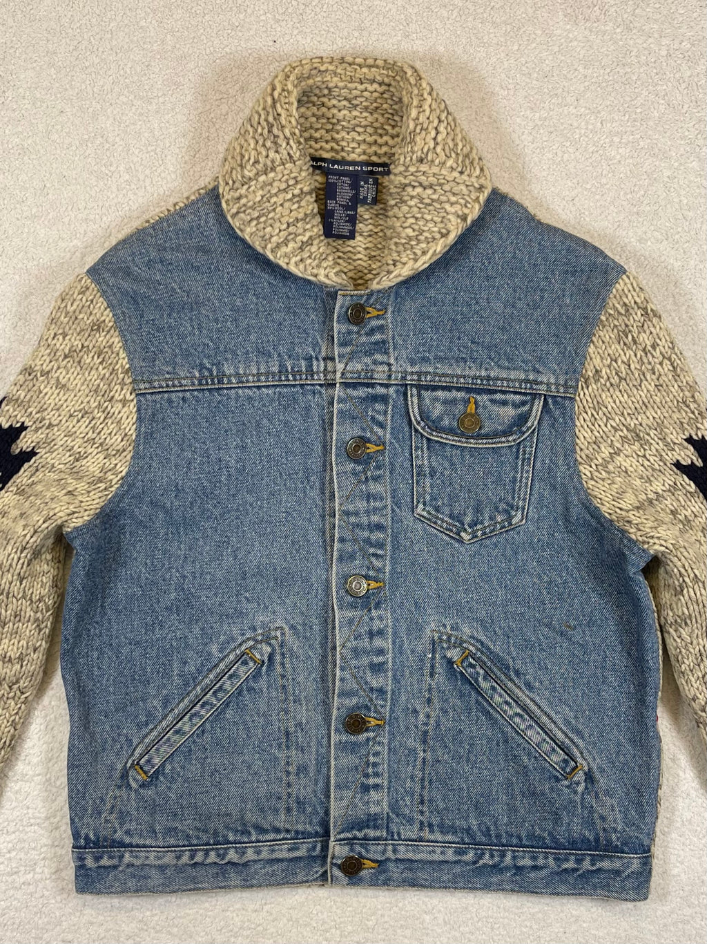 Ralph Lauren Sport Vintage Aztec Denim & Wool Trucker Jacket