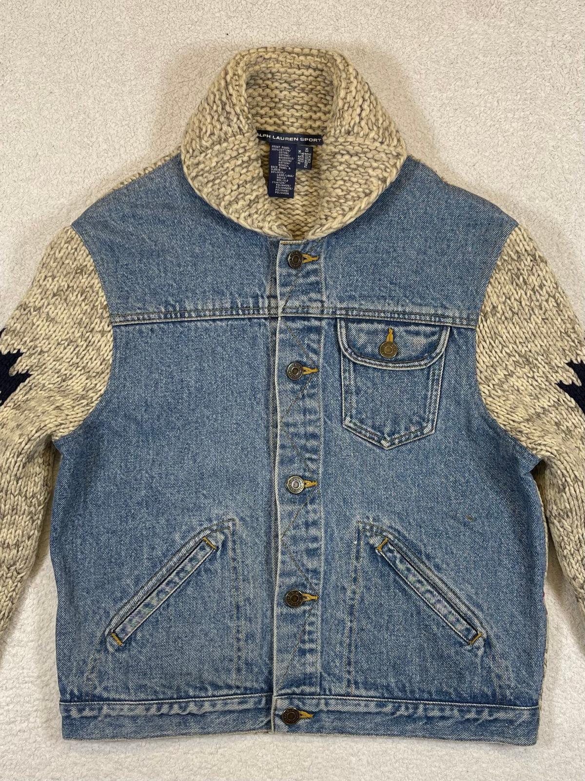 Ralph Lauren Sport Vintage Aztec Denim & Wool Trucker Jacket