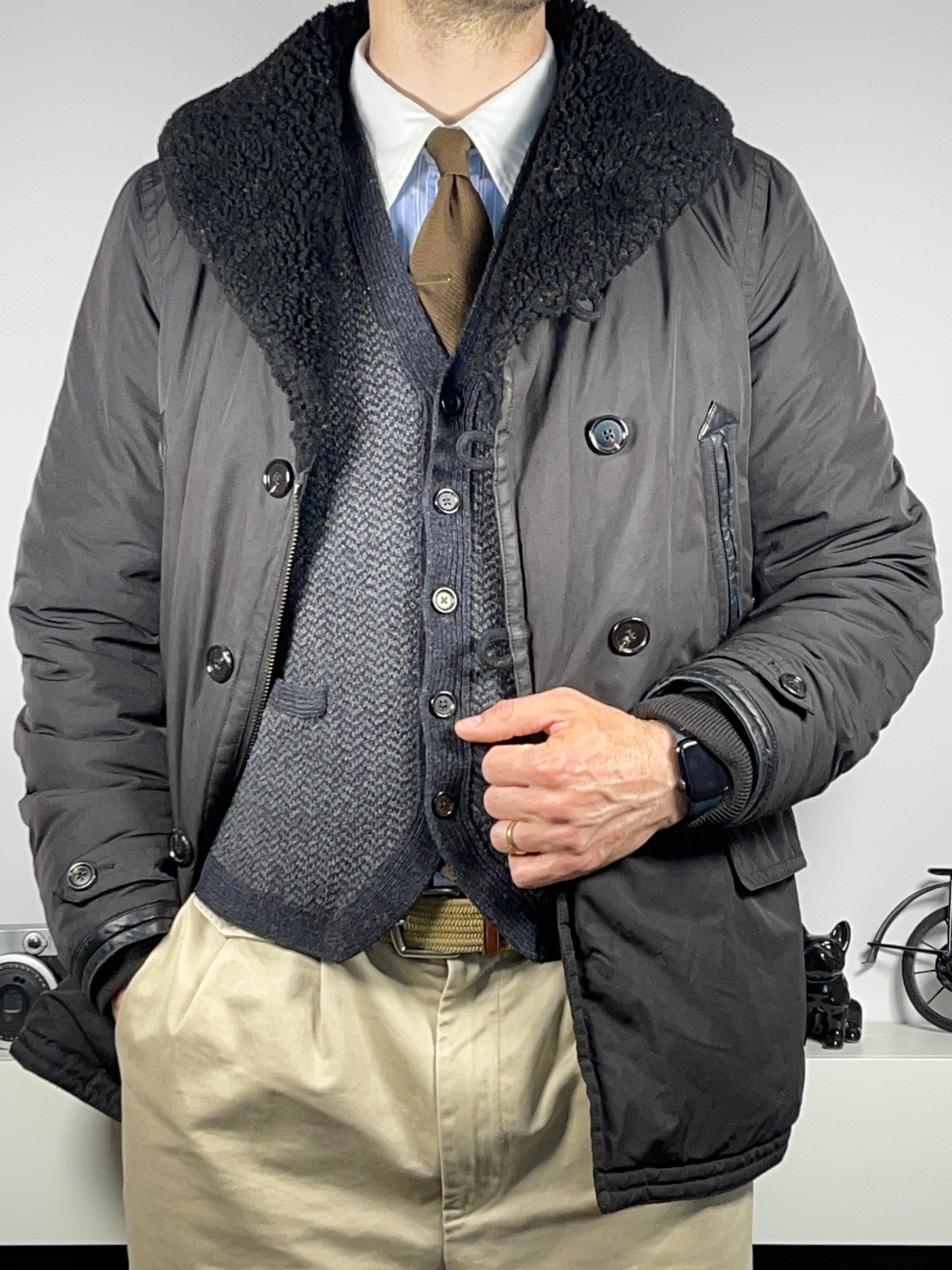 Ralph Lauren Black Label Shearling Collar Peacoat (Vintage)