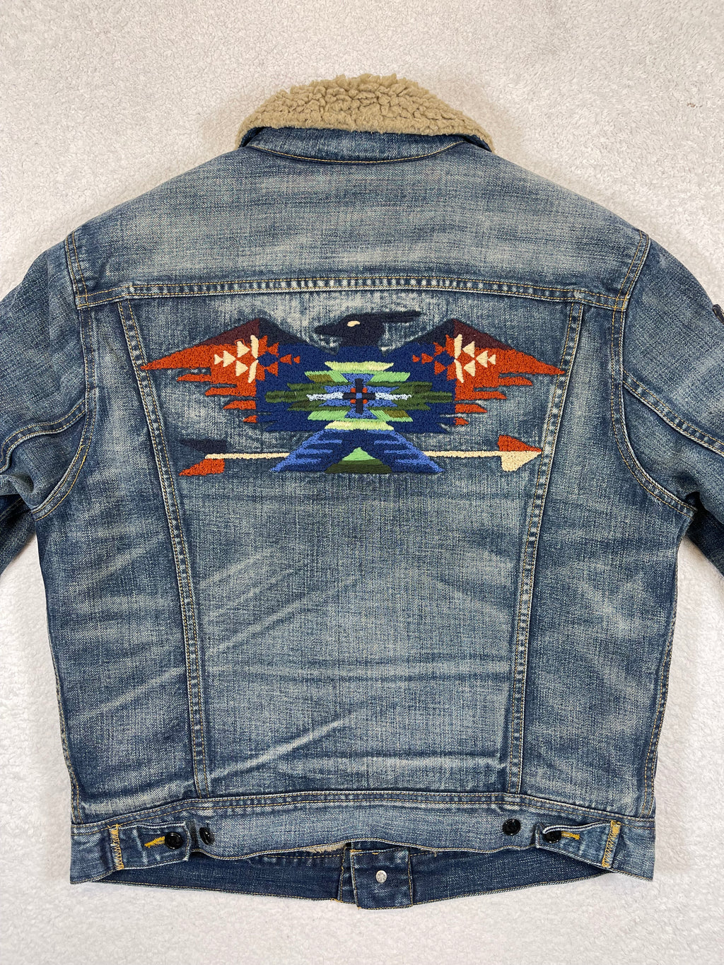 Polo Ralph Lauren Aztec Embroidered Lined Denim Trucker Jacket