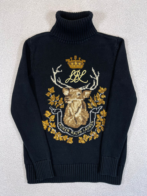 Lauren Ralph Lauren Intarsia Crest Turtleneck Sweater