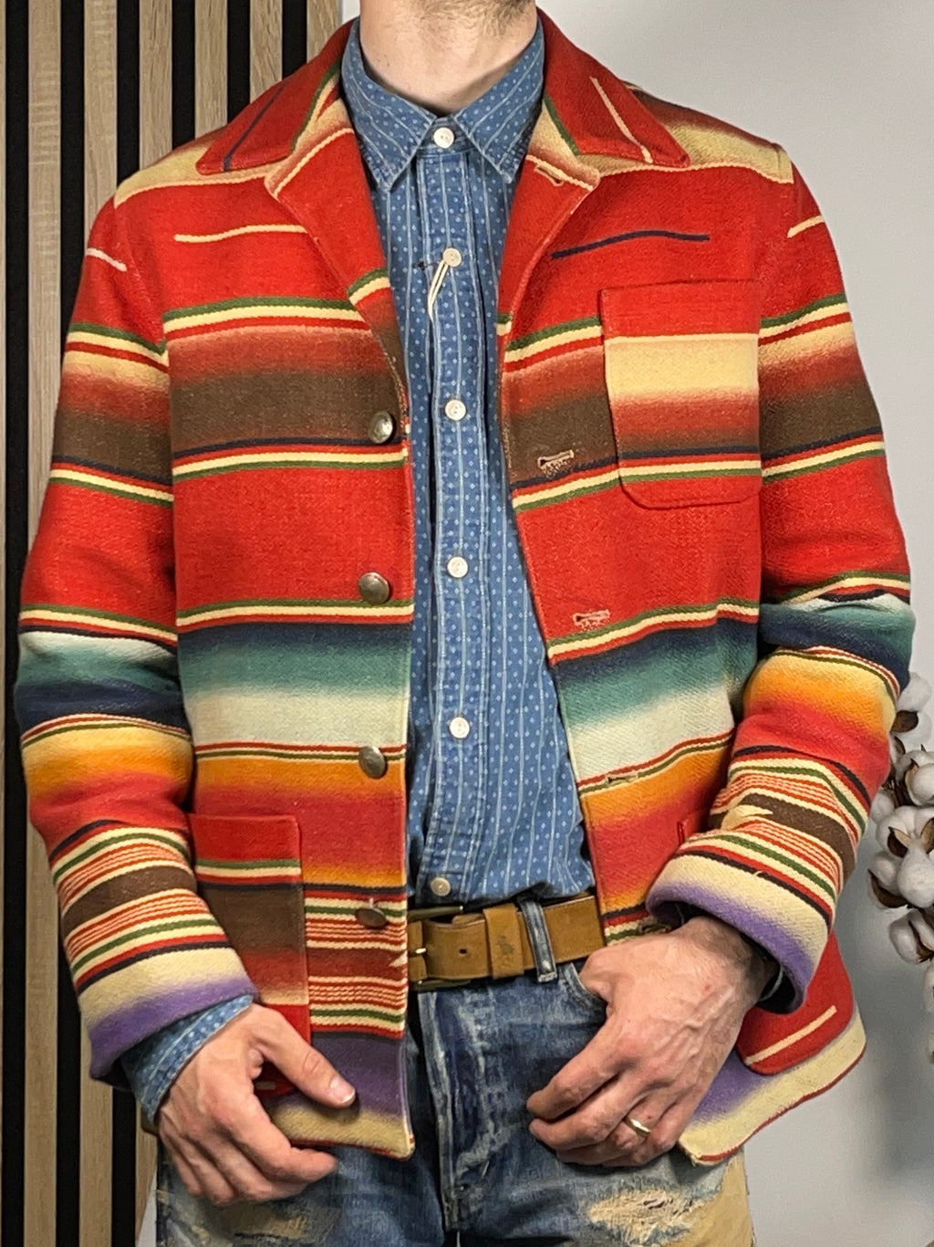 Veste de travail Ralph Lauren Country motif aztèque (Vintage années 90, Fabriquée aux États-Unis)