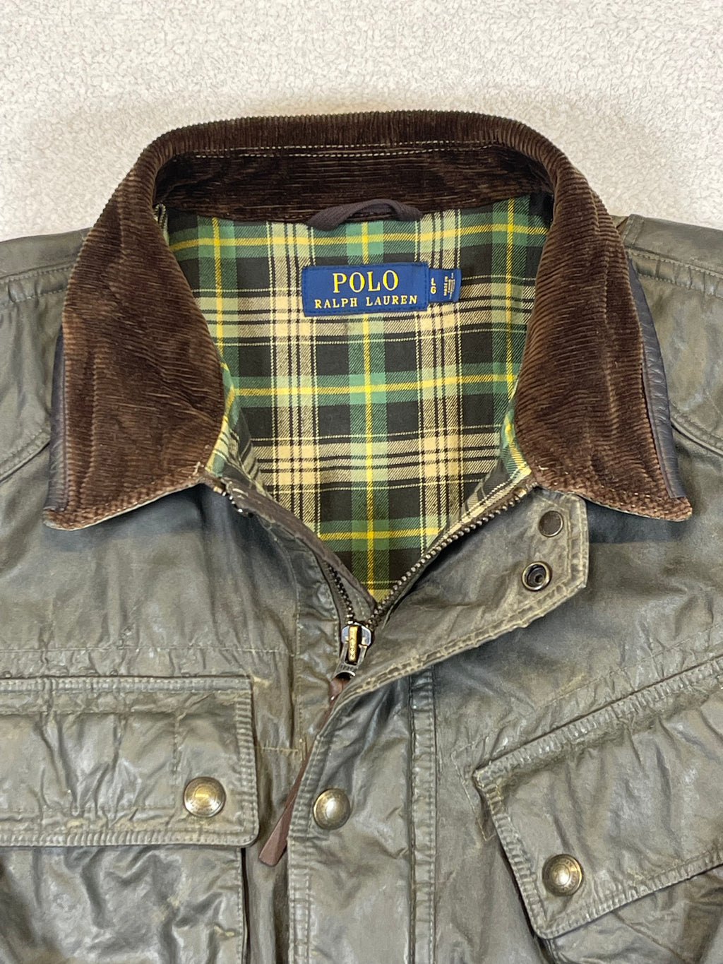 Polo Ralph Lauren Waxed Cotton Motorcycle Jacket L
