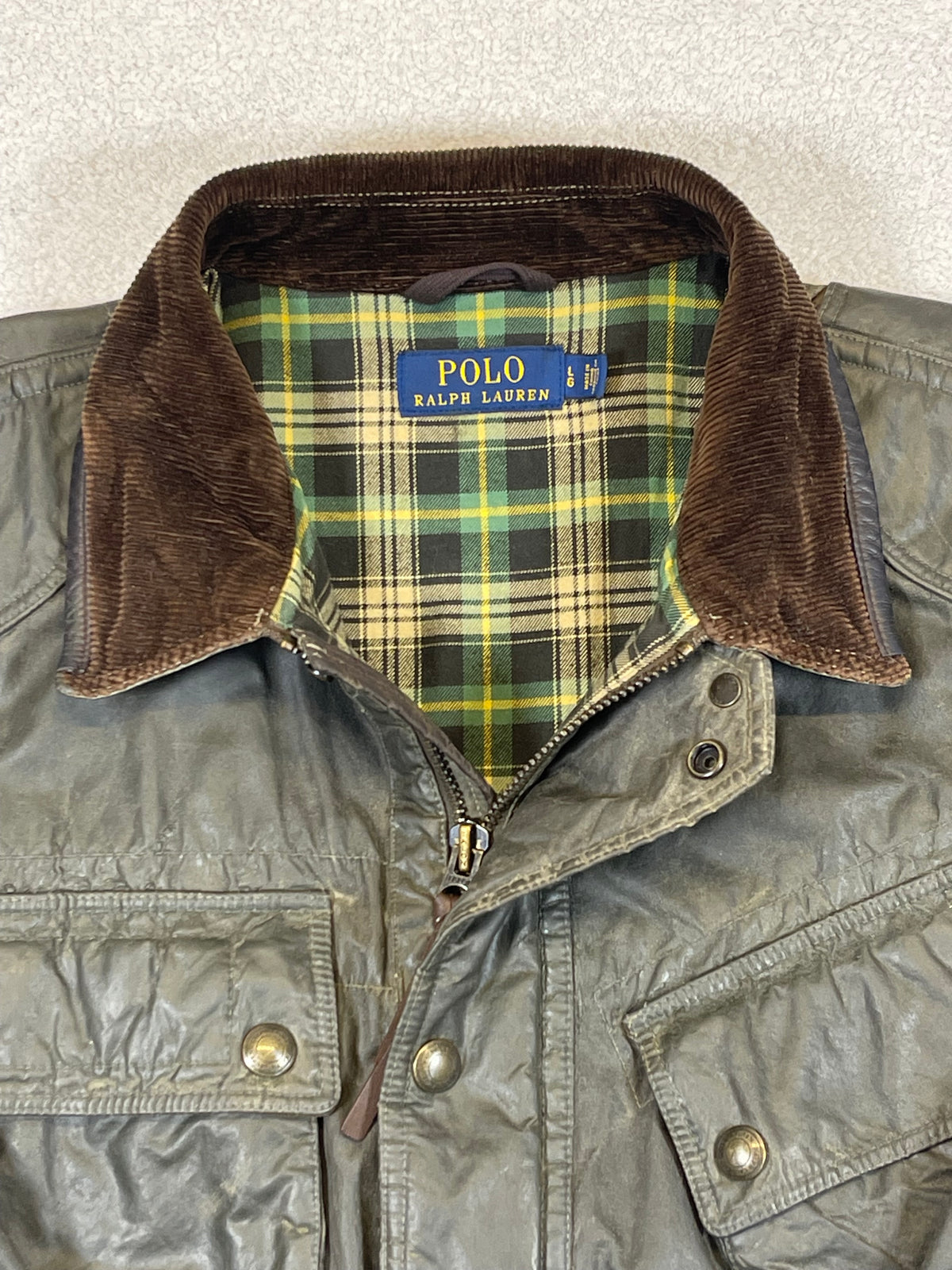Polo Ralph Lauren Waxed Cotton Motorcycle Jacket L