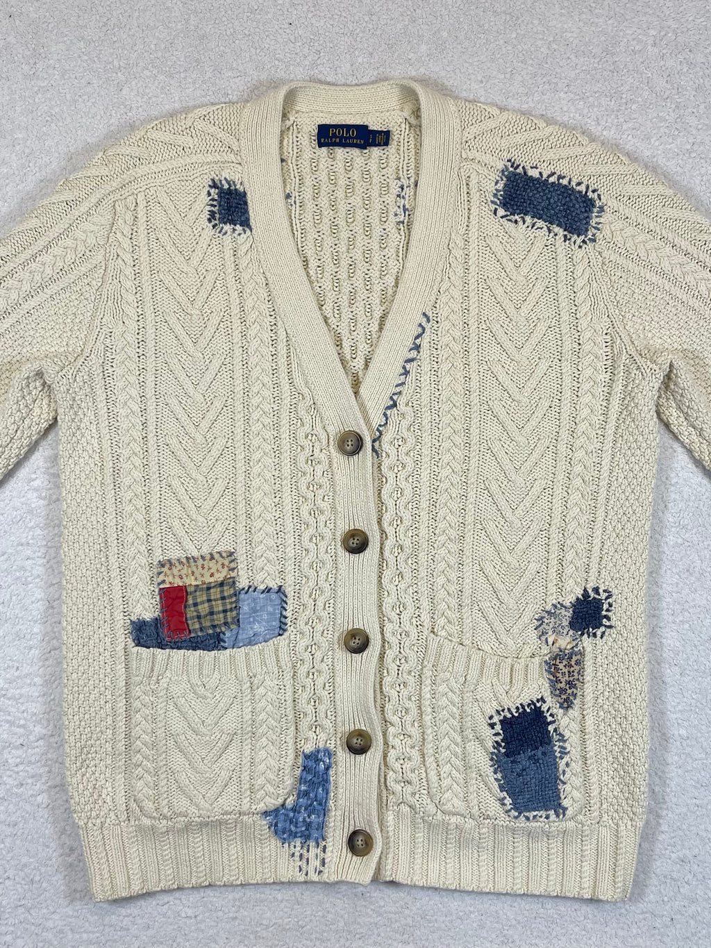Polo Ralph Lauren Patchwork Aran-Knit Cardigan