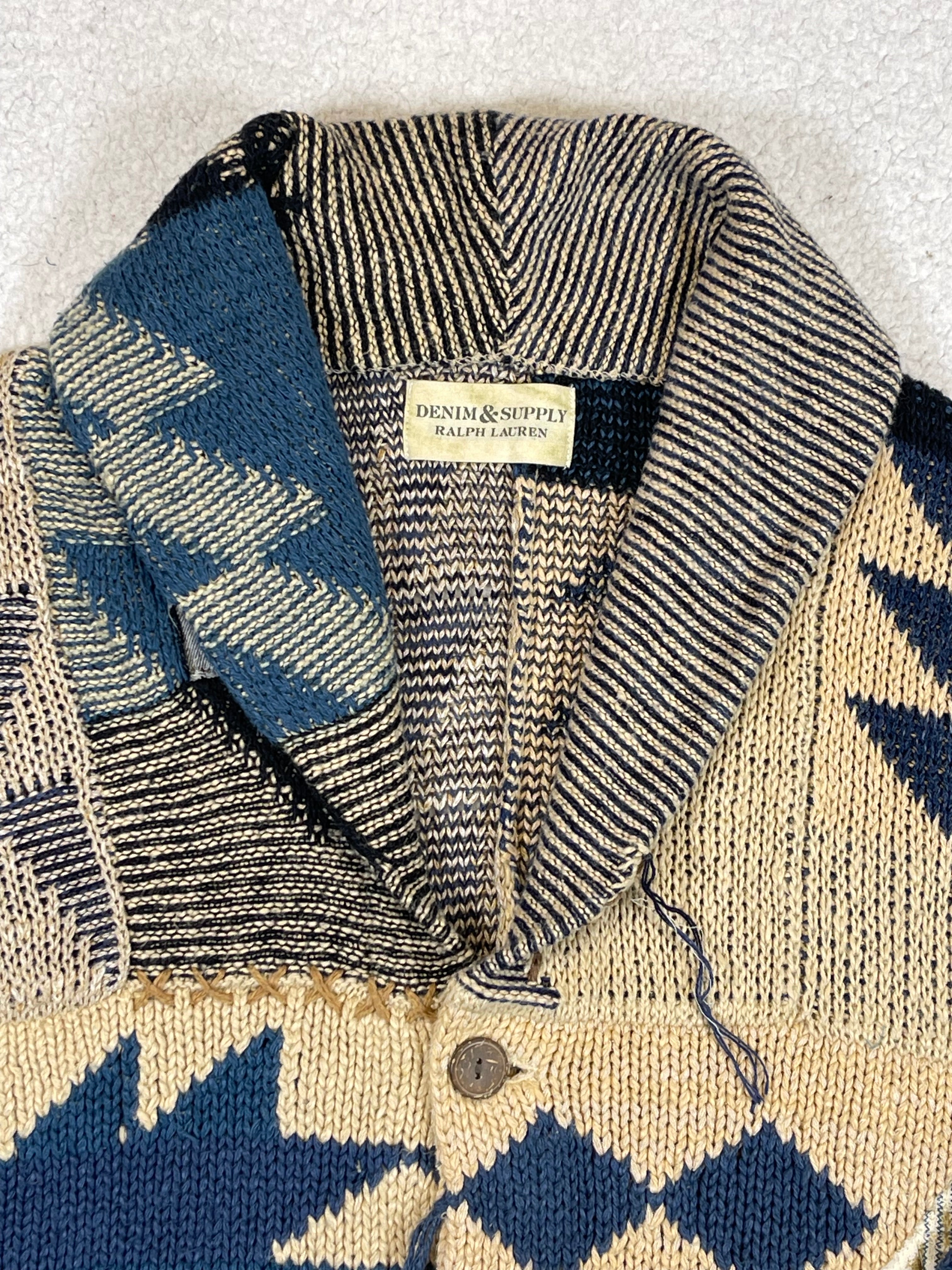 Ralph Lauren Denim & Supply Patchwork Shawl Collar Cardigan (Vintage 2000s)