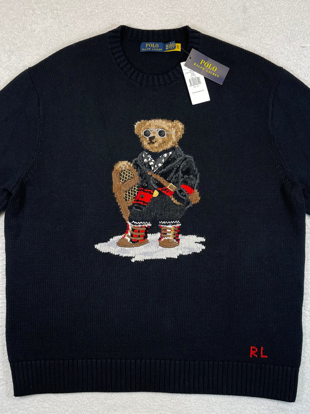 Polo Ralph Lauren Polo Bear Vintage Snowshoes Cotton & Cashmere Sweater XXL